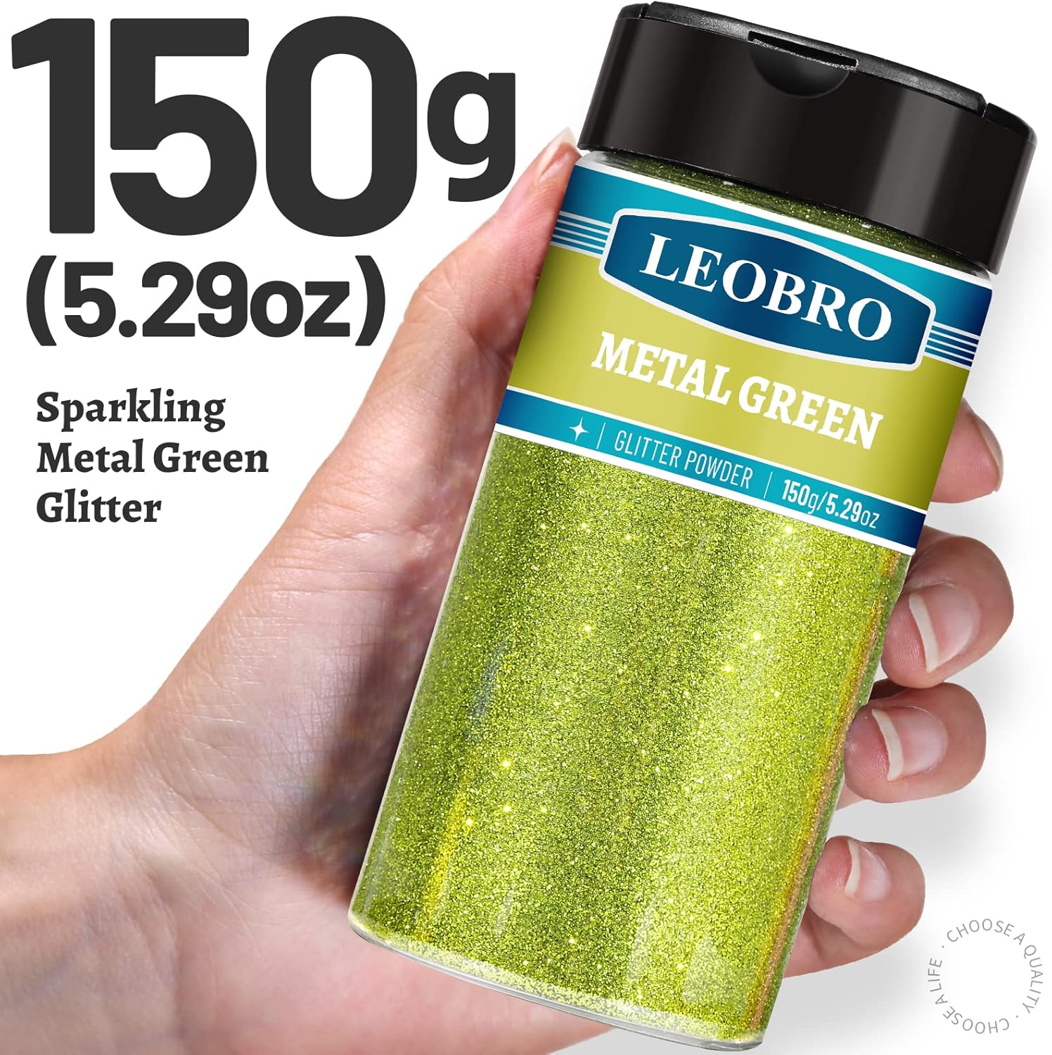 LEOBRO Extra Fine Green Craft Glitter, 150g/5.29oz for DIY Decorations - Image 2