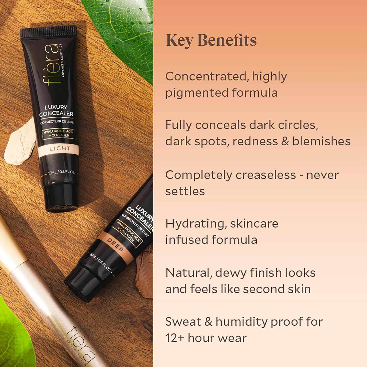 Fièra Luxury Anti-Aging Concealer and Foundation for Mature Skin, Light Shade, 0.5 FL. OZ - Image 3