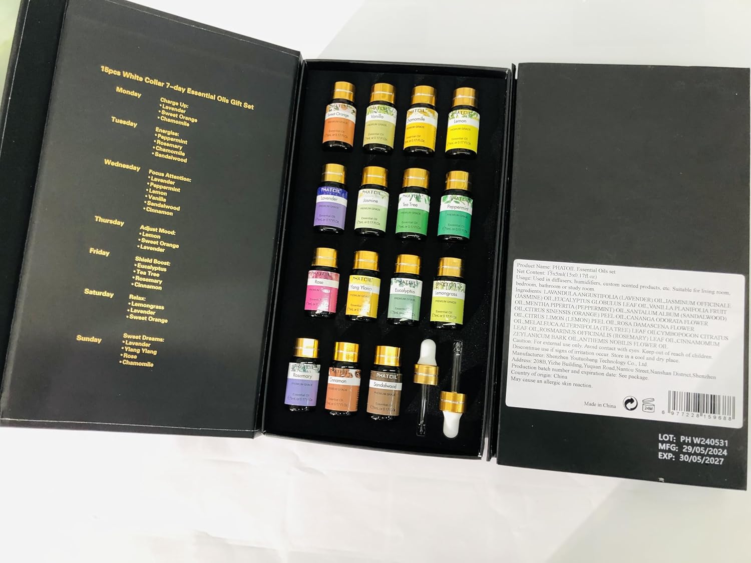 15 x 5ml Pure Aromatherapy Essential Oils Gift Set for Skin Hair Bath - Image 9