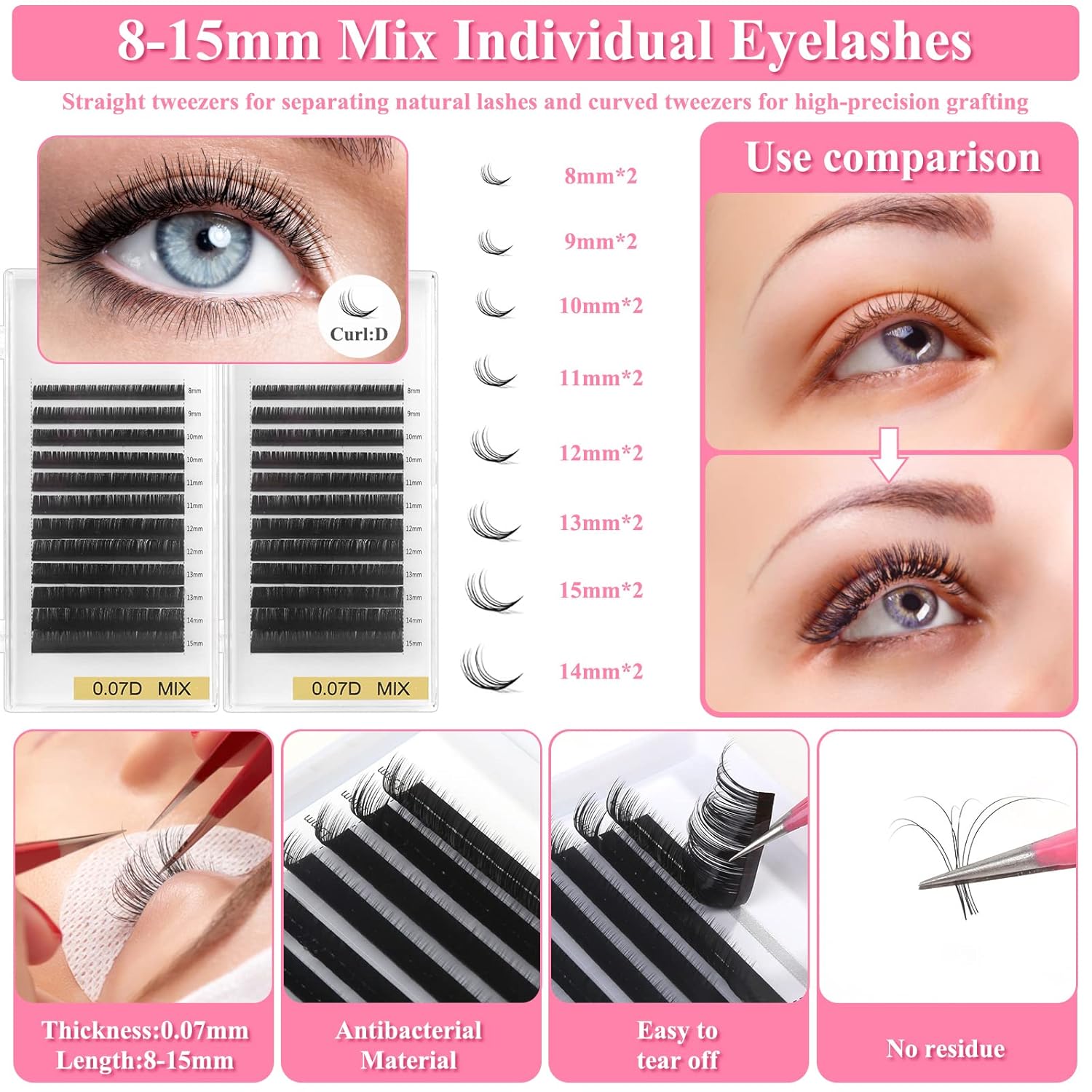 Beginner Lash Extension Kit with Mannequin Head, Individual Lashes, Glue, and Tweezers - 20 Piece Set - Image 2