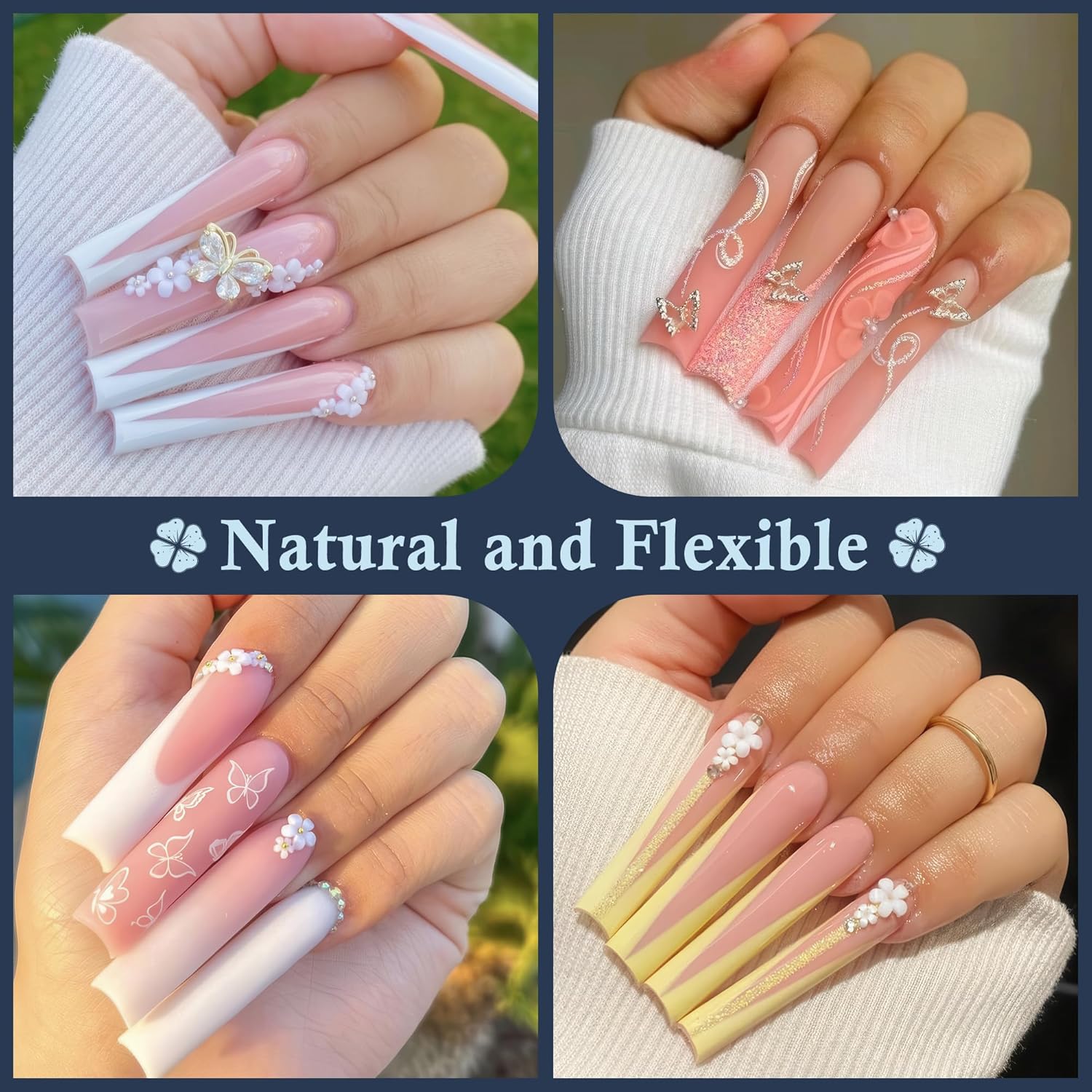 XXL Extra Long Clear Square Nail Tips for Acrylic Nails, 504 Pieces, 12 Sizes - Image 2