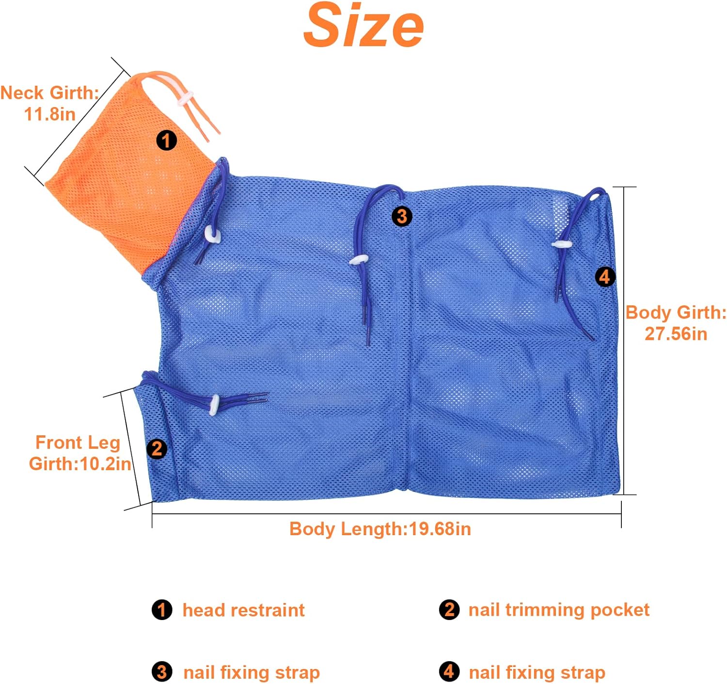 Soft Polyester Breathable Mesh Adjustable Cat Grooming Bag for Nail Trimming and Bathing - Image 2