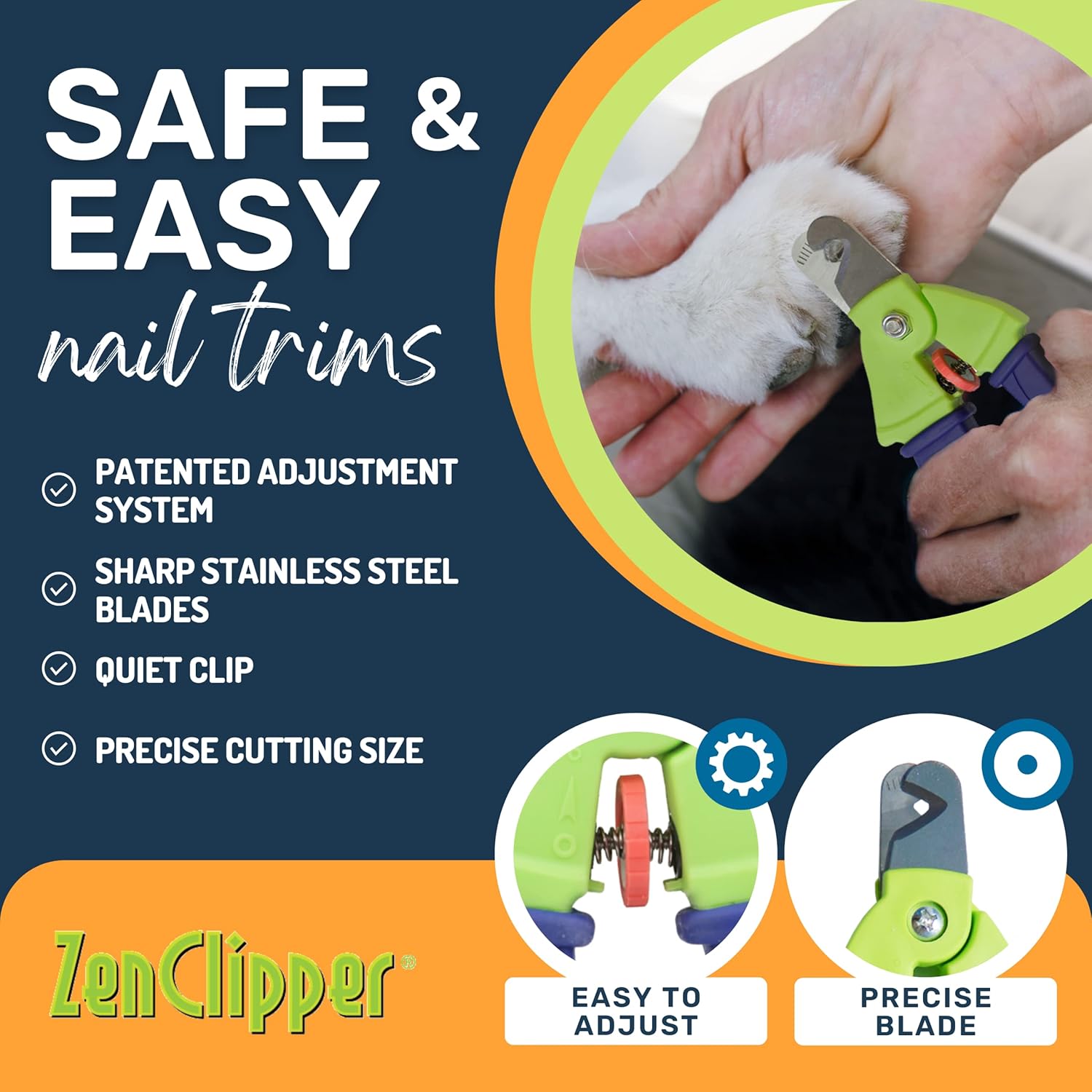 Zen Clipper Adjustable Pet Nail Trimmer for Dogs and Cats - Quick and Quiet Cut - Image 3