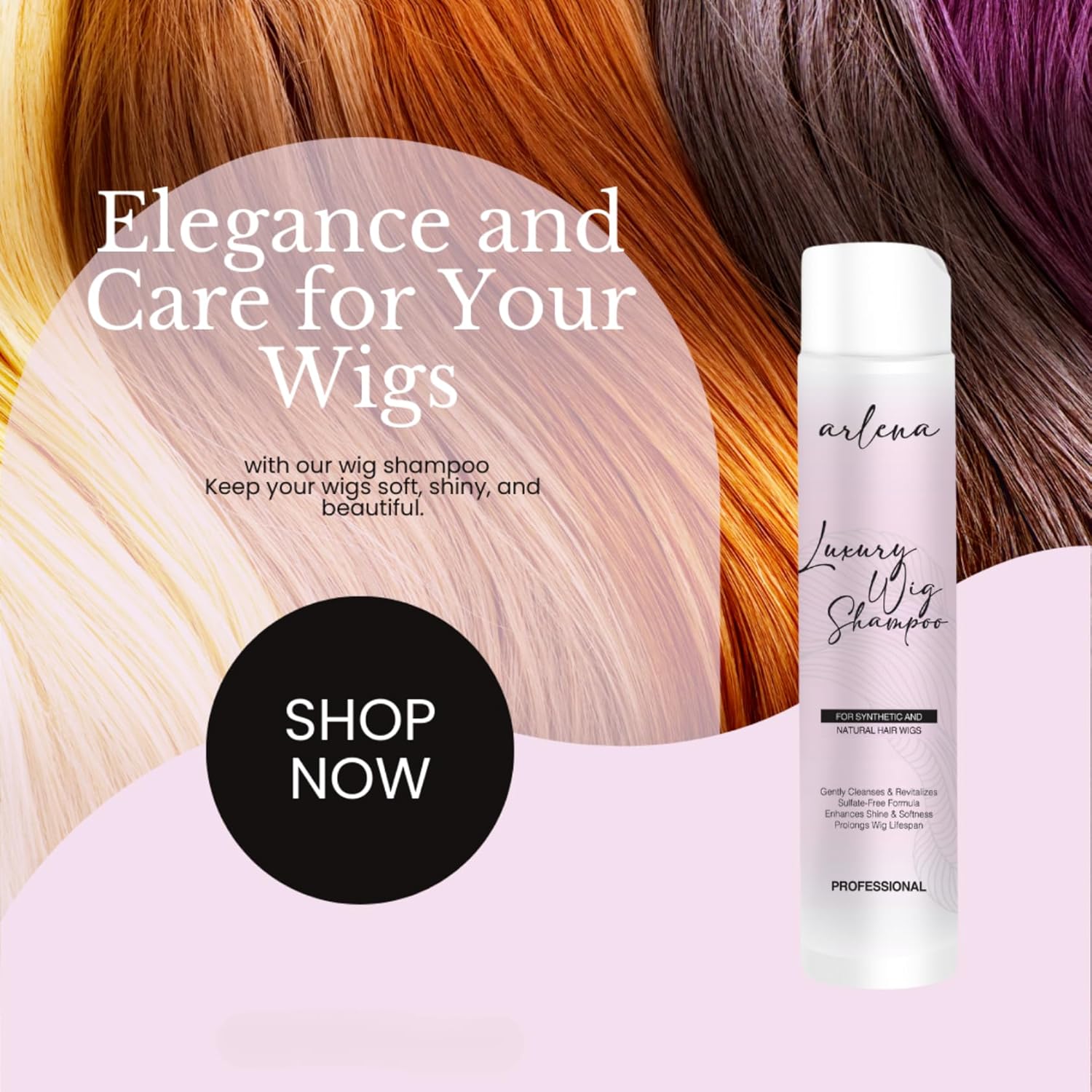 ARLENA Luxury 8 oz Wig Shampoo Sulfate-Free for Synthetic and Natural Hair Enhances Shine Softness - Image 3