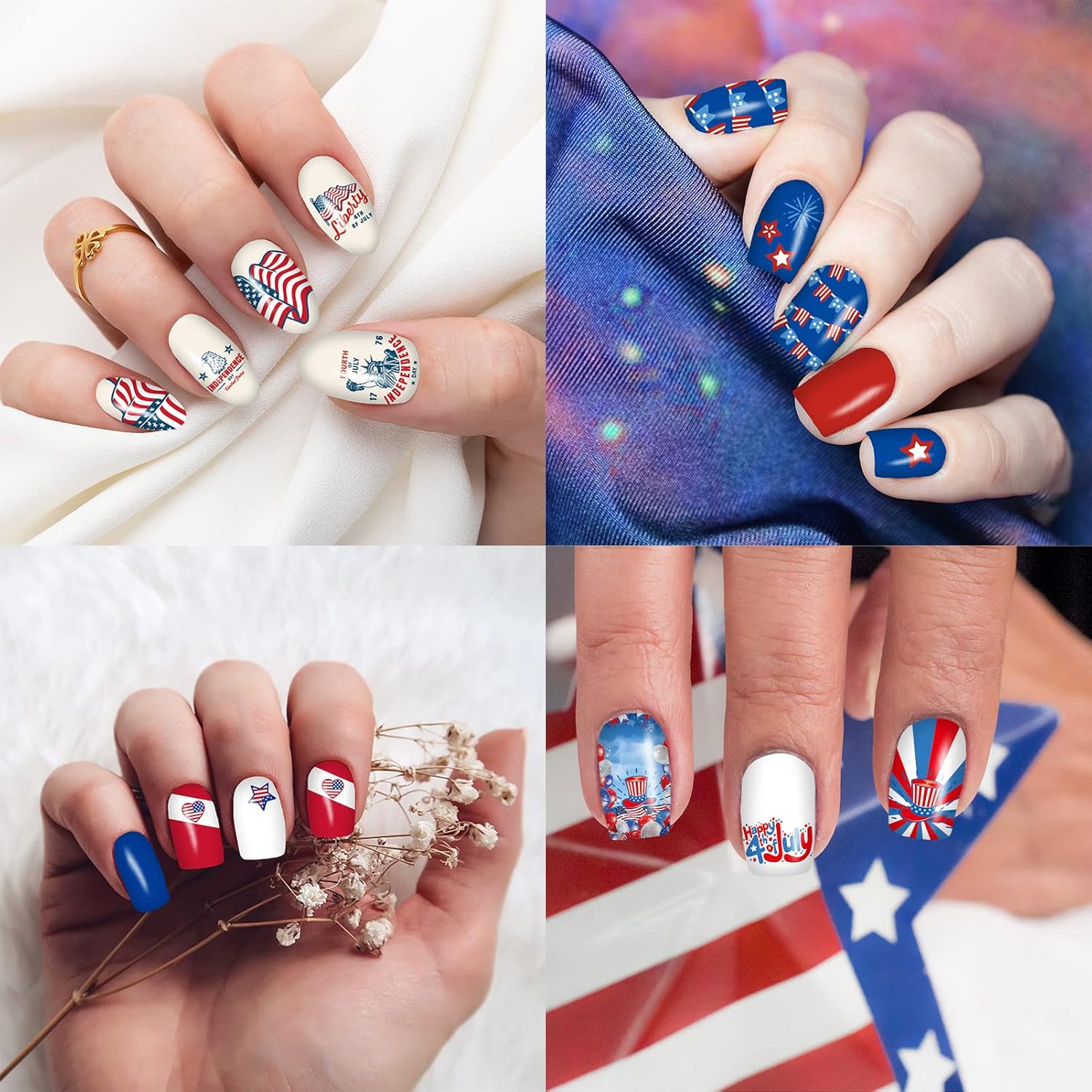 12 Sheets of 4th of July Nail Wraps Stickers with American Flag Design and Nail Files - Image 6