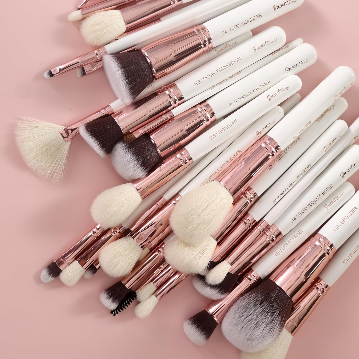 Bueart Design 32-Piece Luxury Goat and Horse Hair Makeup Brush Set Pearl White - Image 2