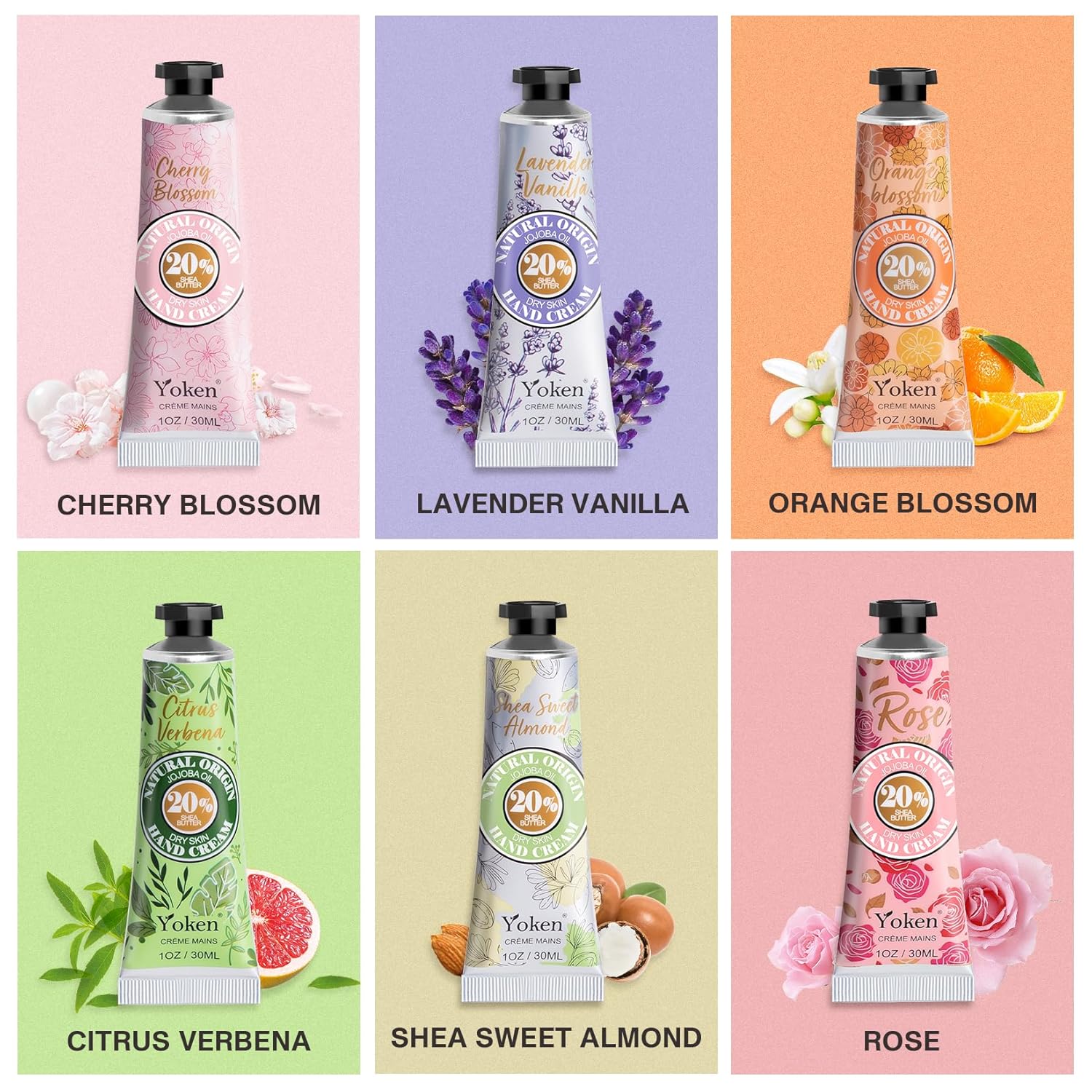 20% Shea Butter Hand Cream Gift Set, 6 Floral Scents, 1 OZ Tins - Image 4