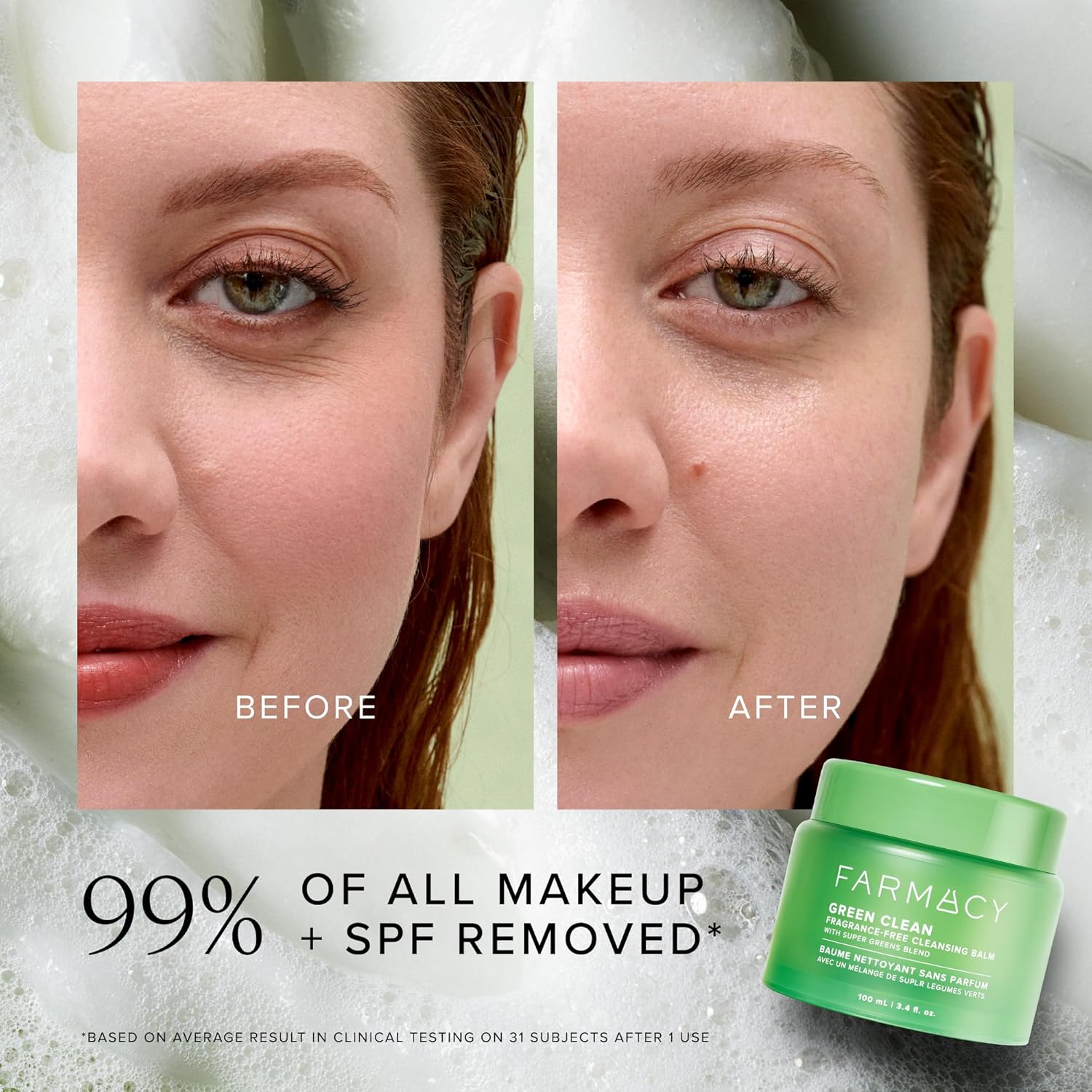 Farmacy Green Clean 100ml Fragrance-Free Waterproof Makeup Remover Balm Oil Cleanser - Image 6