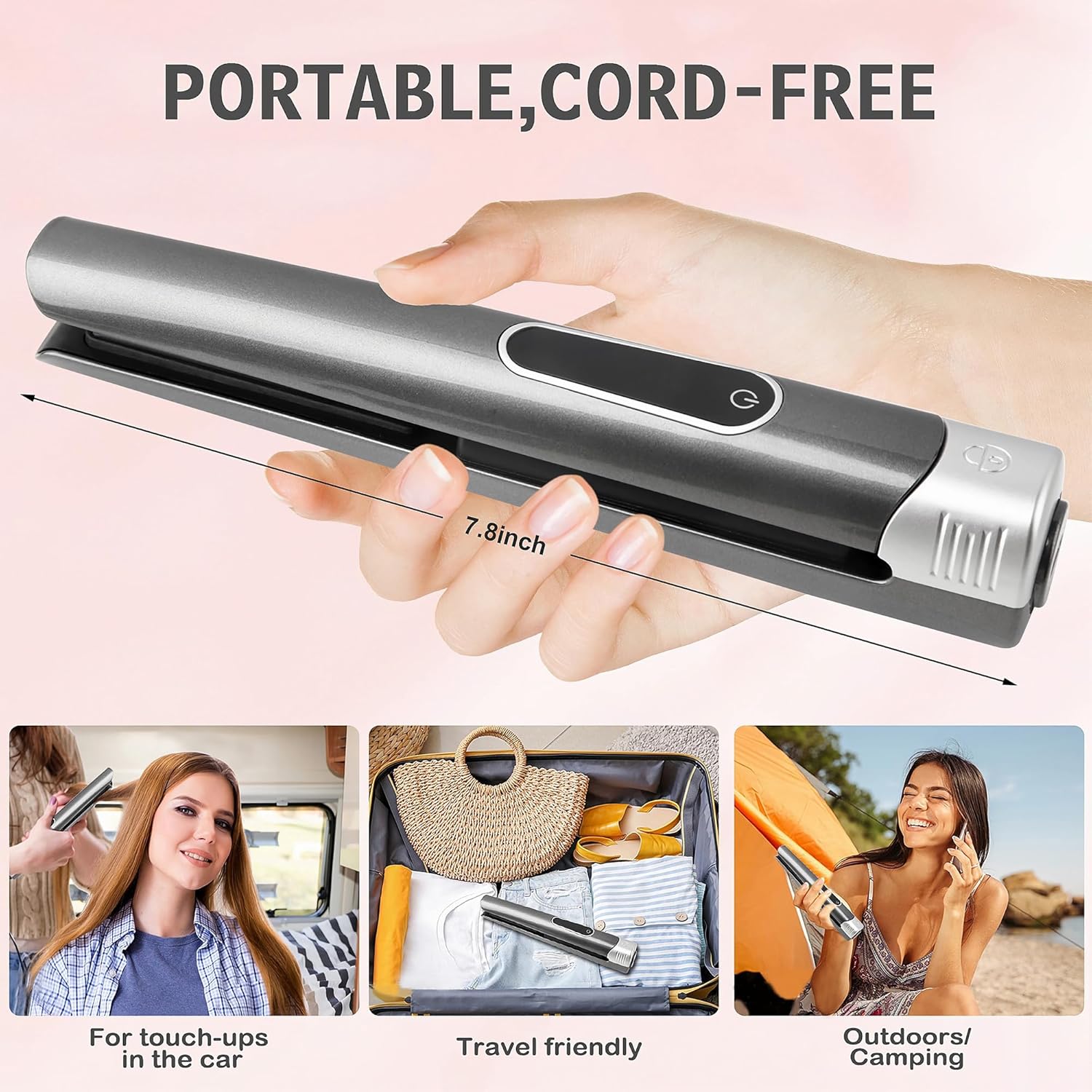 Portable Mini 2-in-1 Cordless Hair Straightener and Curler with LCD Display - Image 3