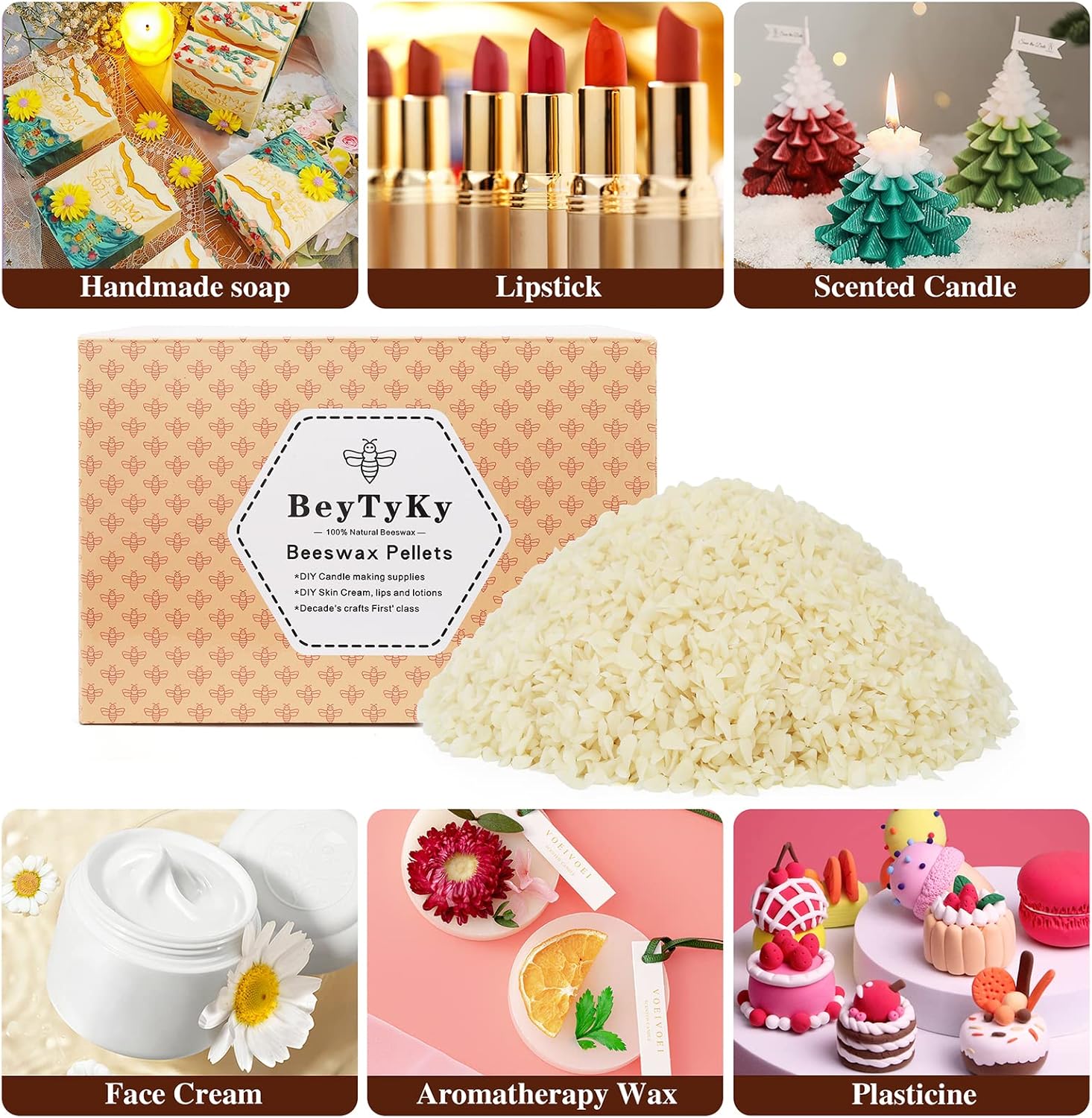 10Lb Organic White Beeswax Pellets Bulk for Candle Making, DIY Creams, Lip Balms - Image 2