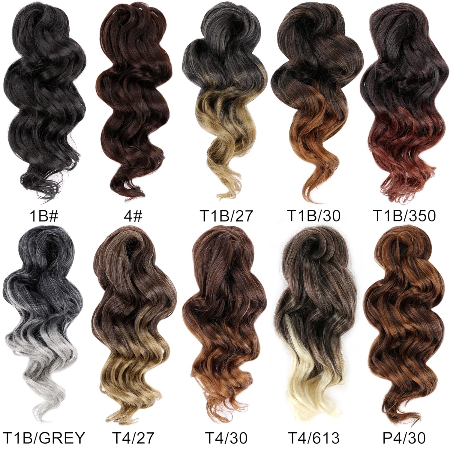 12 Inch Ocean Wave Crochet Hair Extensions 8 Packs Ombre Light Brown to Brown Deep Wave Synthetic Hair - Image 7