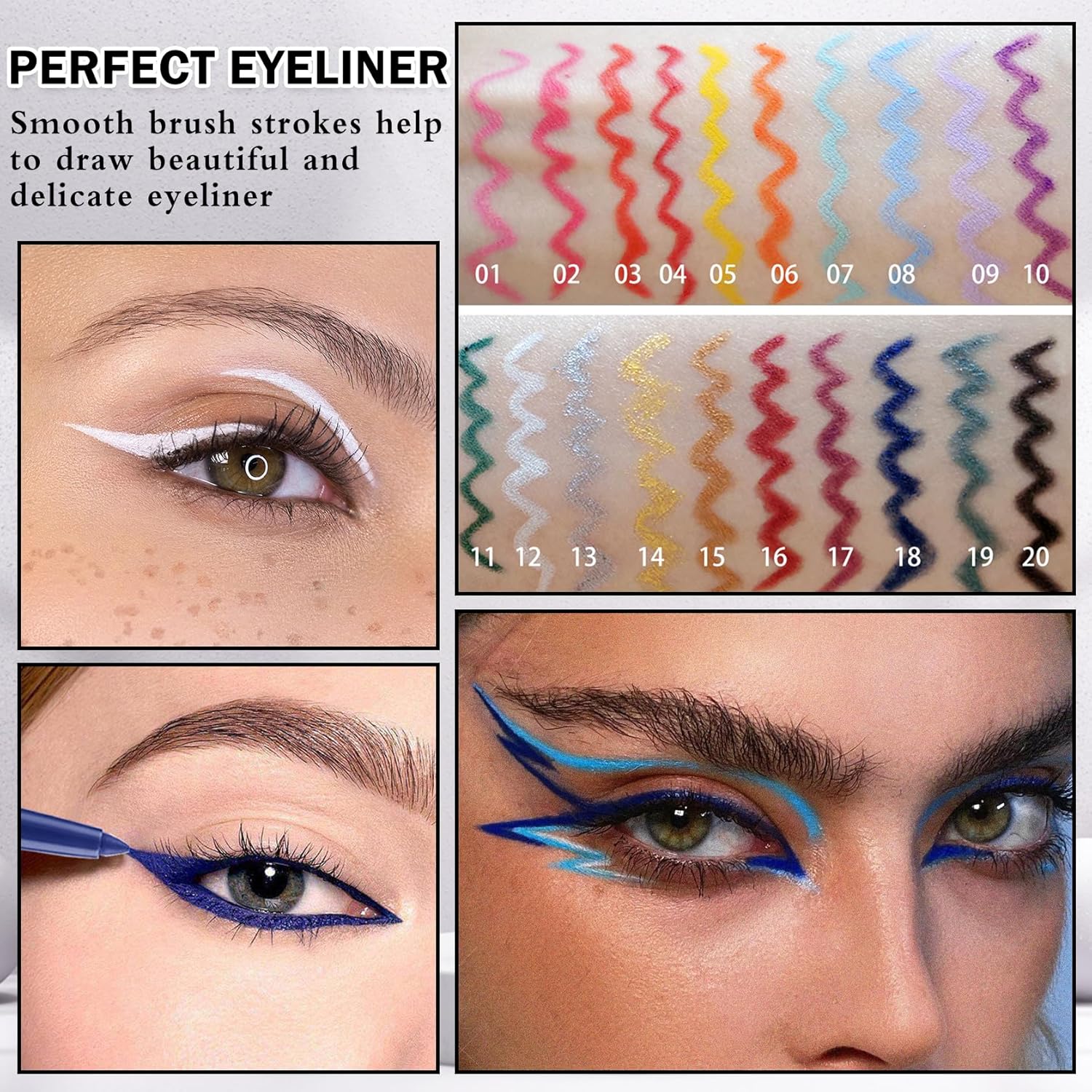 3 Piece Waterproof Retractable Blue Eyeliner Pencil Set for Women Easy Application - Image 5