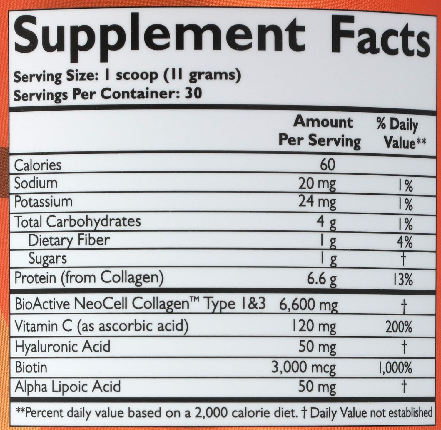 NeoCell 11.64 Oz Tangerine Collagen Powder with Biotin Vitamin C Hyaluronic Acid - Image 3