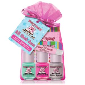 Piggy Paint | 100% Non-Toxic Girls Nail Polish | Safe, Cruelty-free, Vegan, & Low Odor for Kids | All that Jazz (Gift Set)