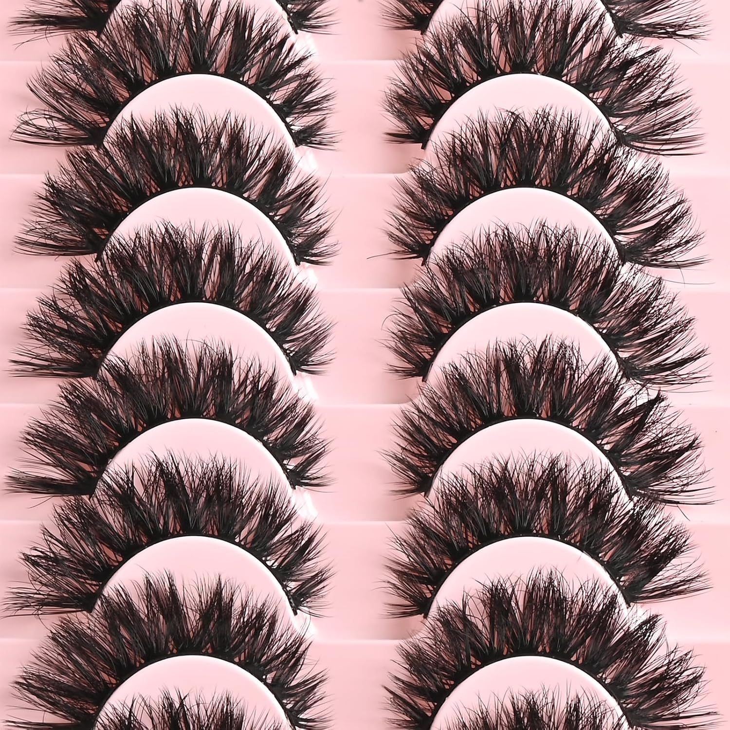 FARRED 10 Pairs Natural Wispy Cat Eye Mink False Lashes 14mm - Image 6