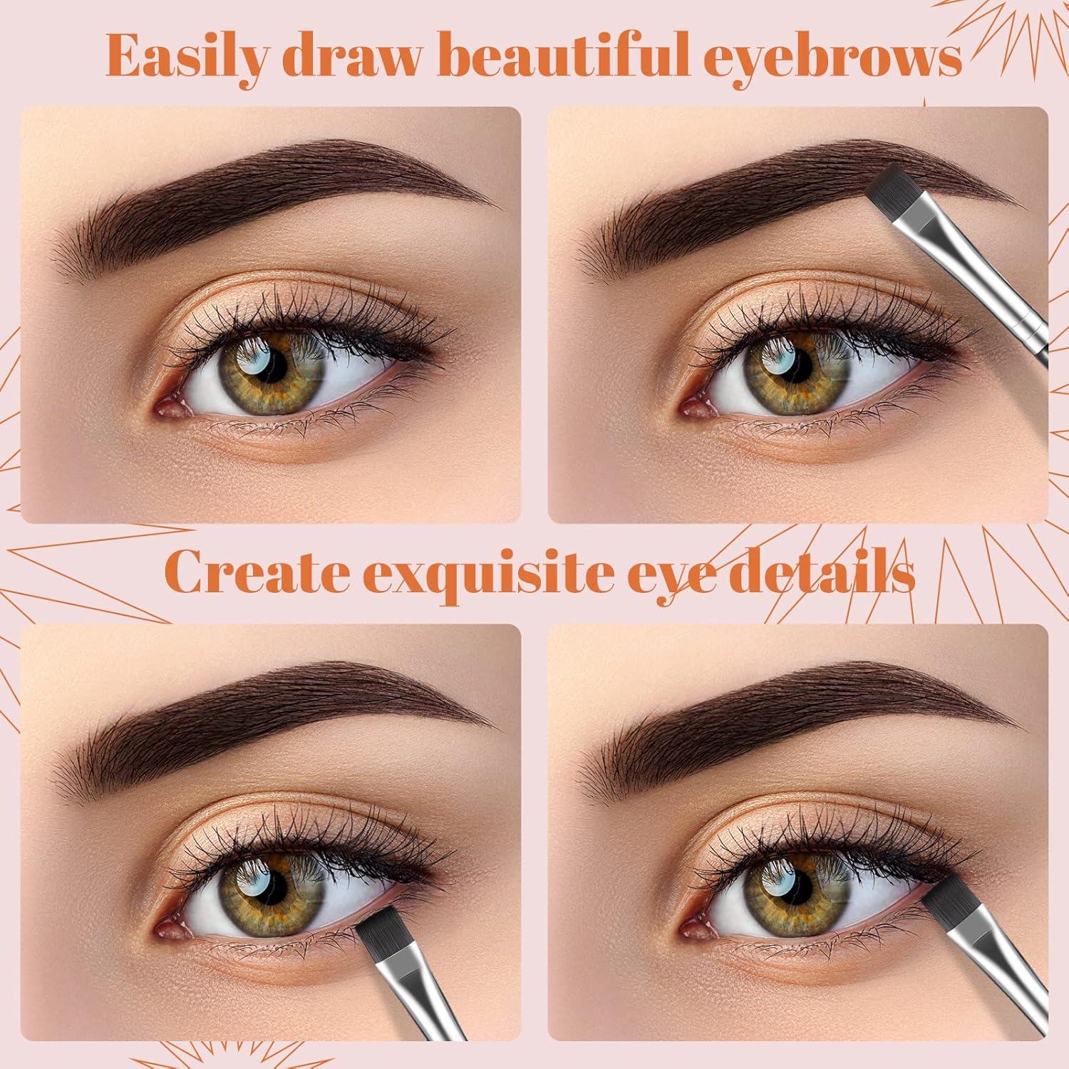 12 Piece Firm Bristle Synthetic Eyeliner Eyebrow Makeup Brush Set - Image 3