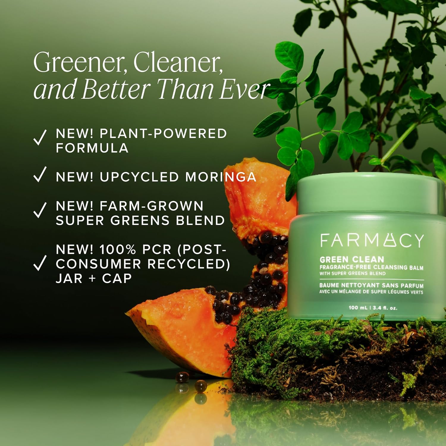 Farmacy Green Clean 100ml Fragrance-Free Waterproof Makeup Remover Balm Oil Cleanser - Image 3
