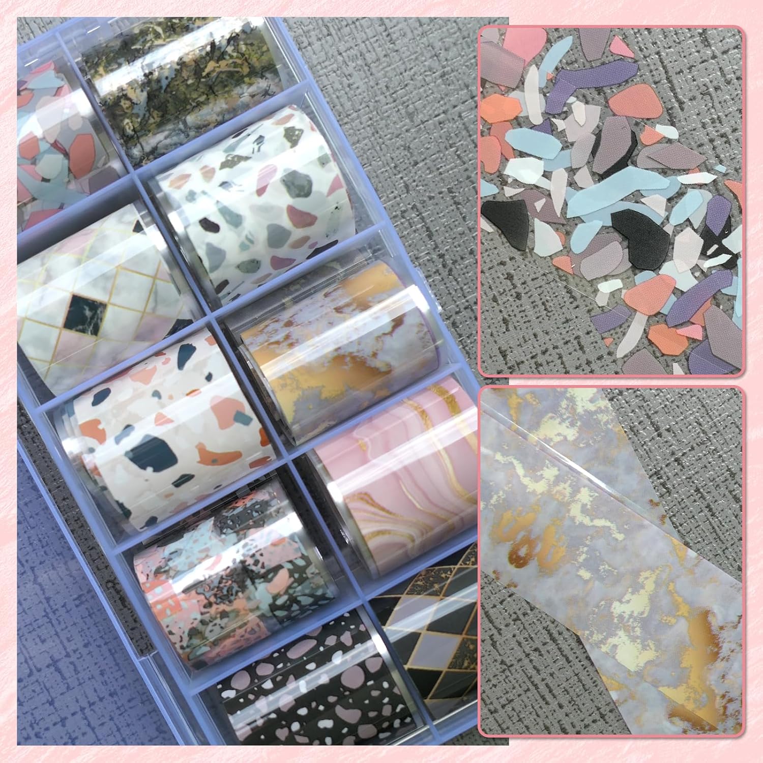 30 Rolls Butterfly Marble Nail Foil Transfer Art Stickers Decorative Sheets - Image 3