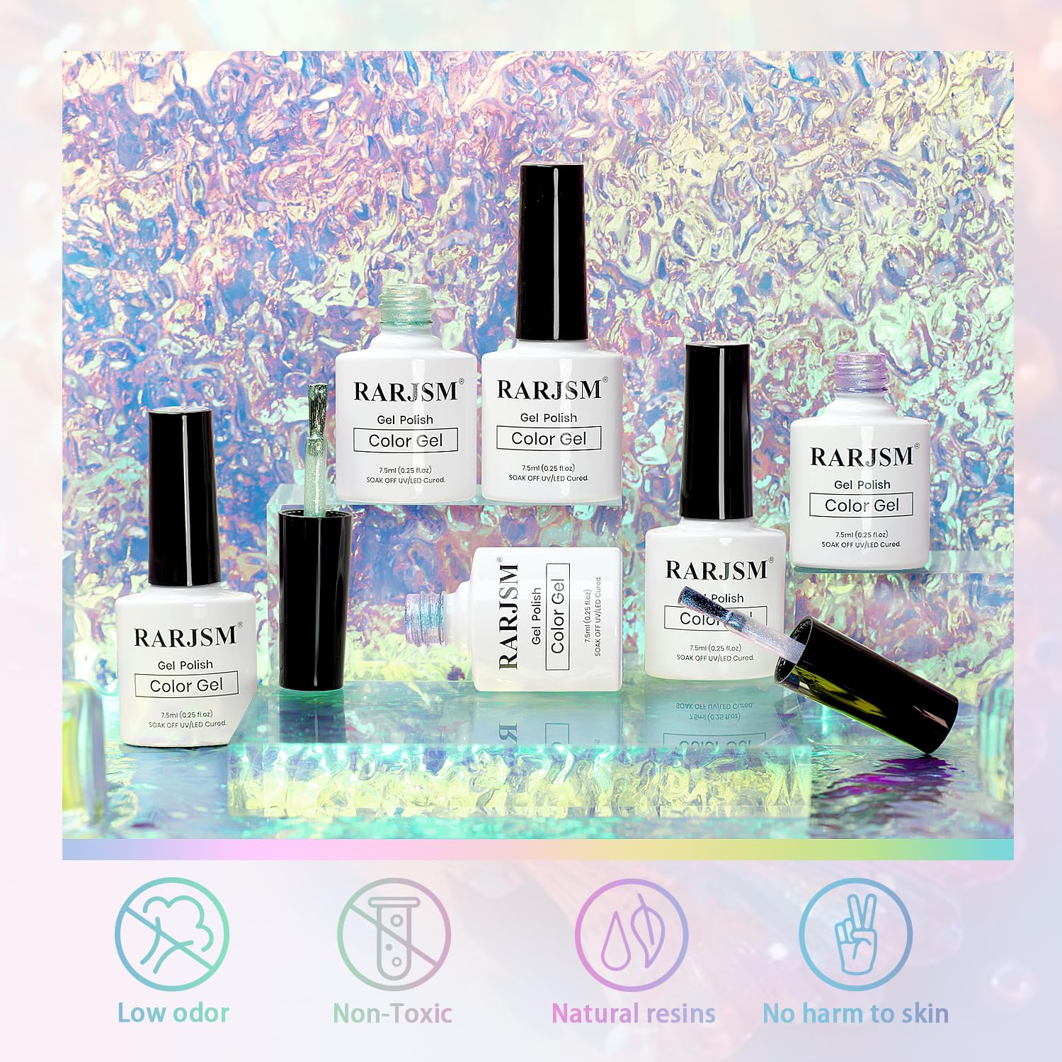 RARJSM 6-Color Aurora Mermaid Cat Eye Gel Polish Kit with Magnetic Stick - Image 7