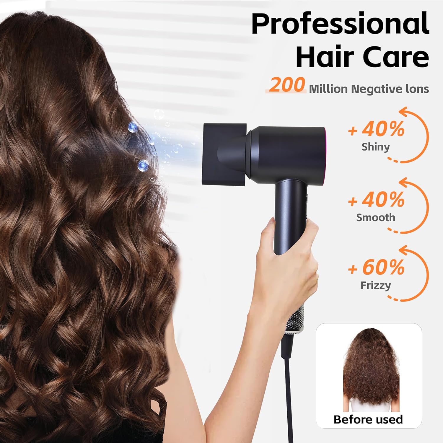 Fuchsia 1600W High-Speed Hair Dryer with 110000 RPM Brushless Motor and Ionic Technology Diffuser - Image 4
