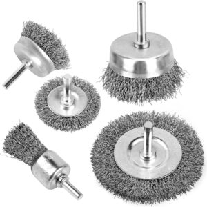 Wire Brush for Drill, Wire Wheel Brush Cup Set, Wire Wheel for Drill 0.012 Carbon Steel Wire, Drill Wire Brush for Drill 1/4 Inch Arbor for Cleaning Rust, Stripping and Drill Attachment