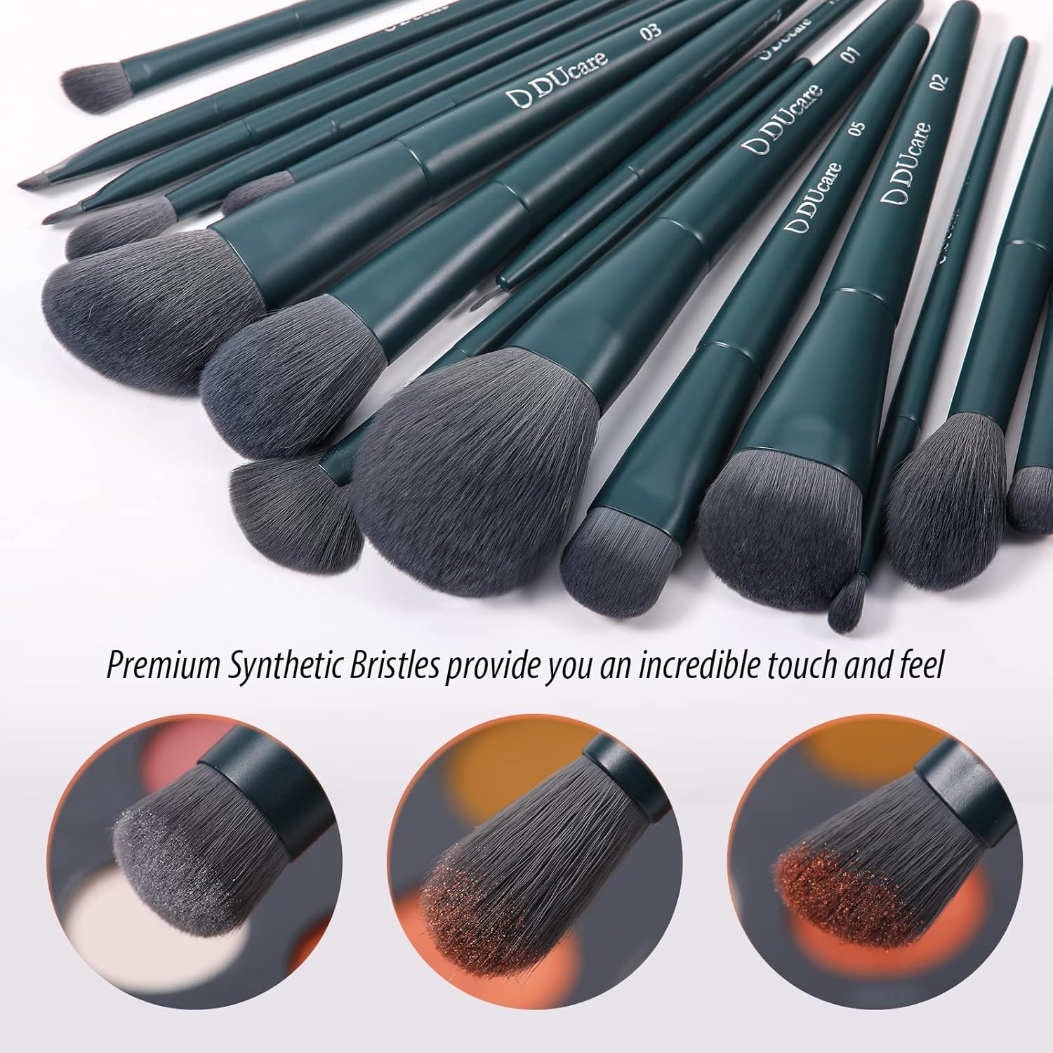 DUcare 17-Piece Makeup Brush Set with Cleaning Mat and Sponge, Black, Gift Boxed - Image 5
