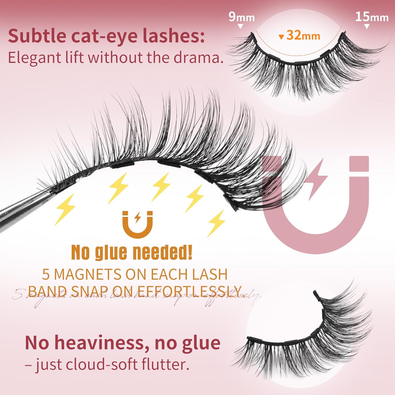 New! Magnetic Eyelashes Kit for Effortless Cat Eye Look, 5 Pairs Included - Image 4