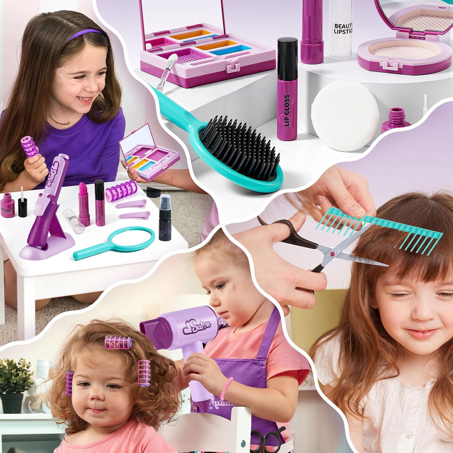 G.C Hair Salon Playset for Girls with Realistic Blow Dryer and Curling Iron for Ages 3+ - Image 7