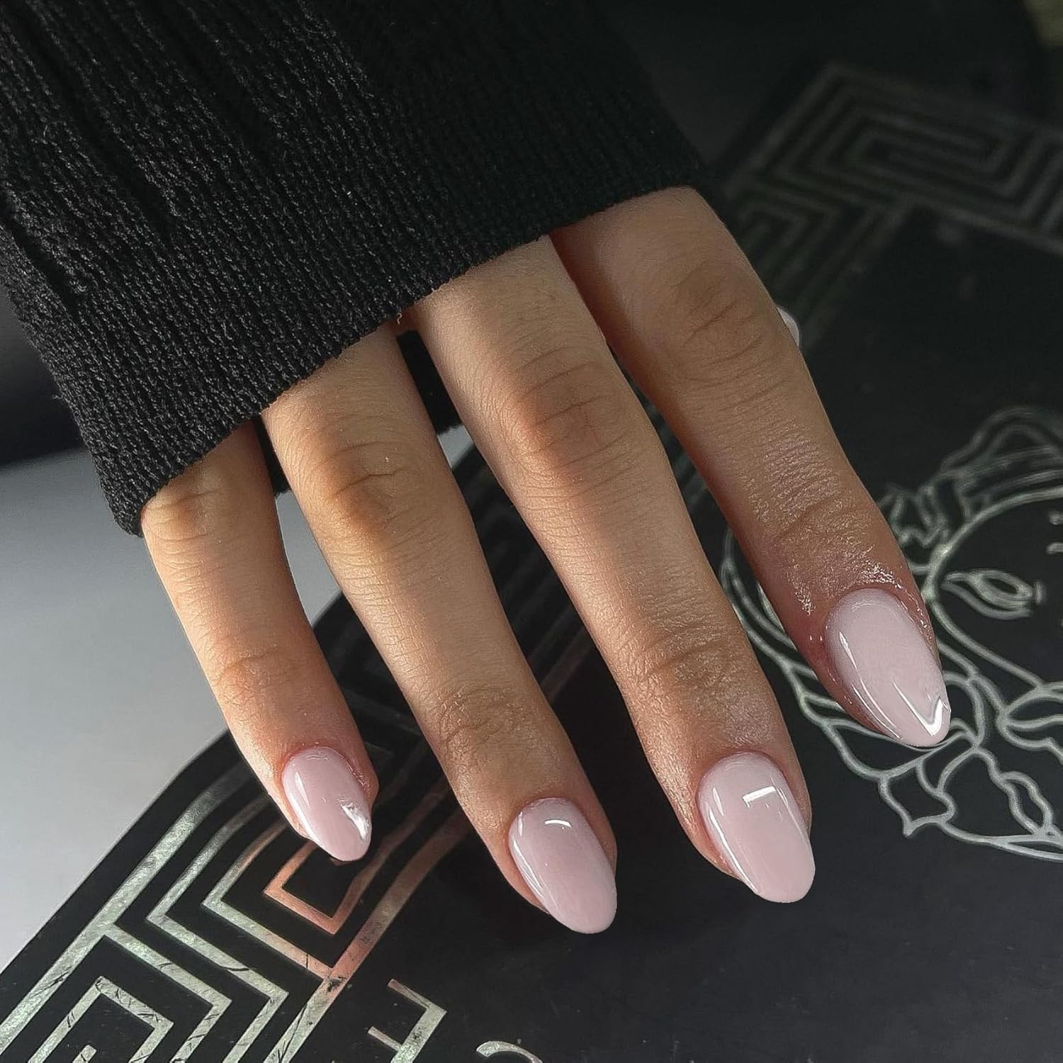 Dusty Baby Pink Short Oval Press On Nails, 24 Pc Handmade Acrylic Glue-On Set - Image 2