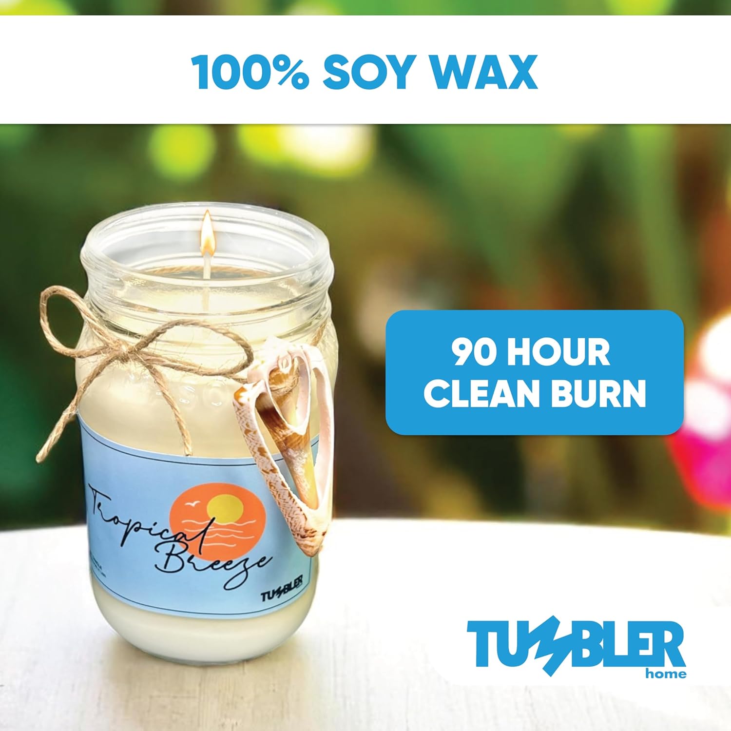 Large Soy Wax Beach Candle with Real Shells, 90 Hour Burn Time, Coastal Home Decor - Image 4