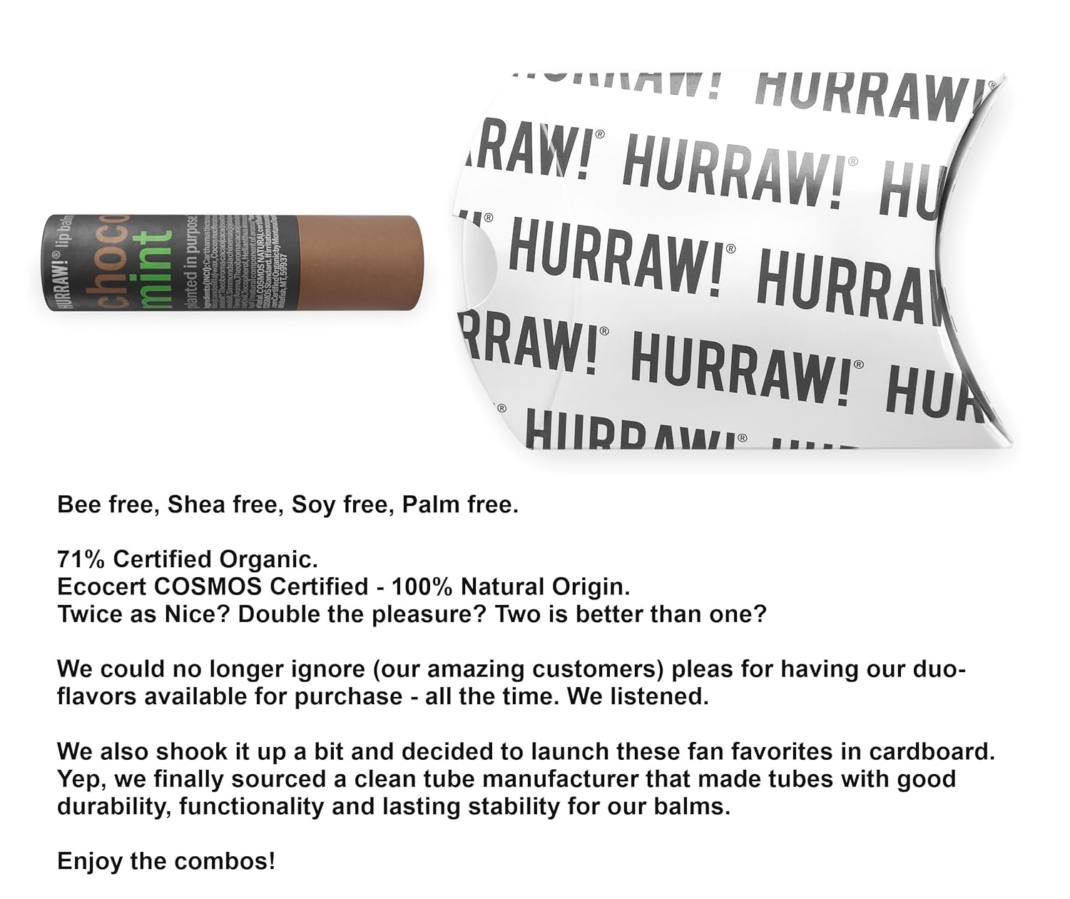 Hurraw Organic Vegan Chocolate Mint Lip Balm Cardboard Tube 0.15 oz - Image 2