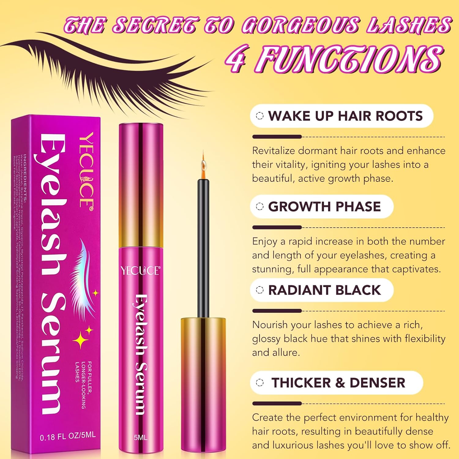 10ml Fuller, Longer-Looking Eyelash Growth Serum for Nourishing Damaged Lashes - Image 5
