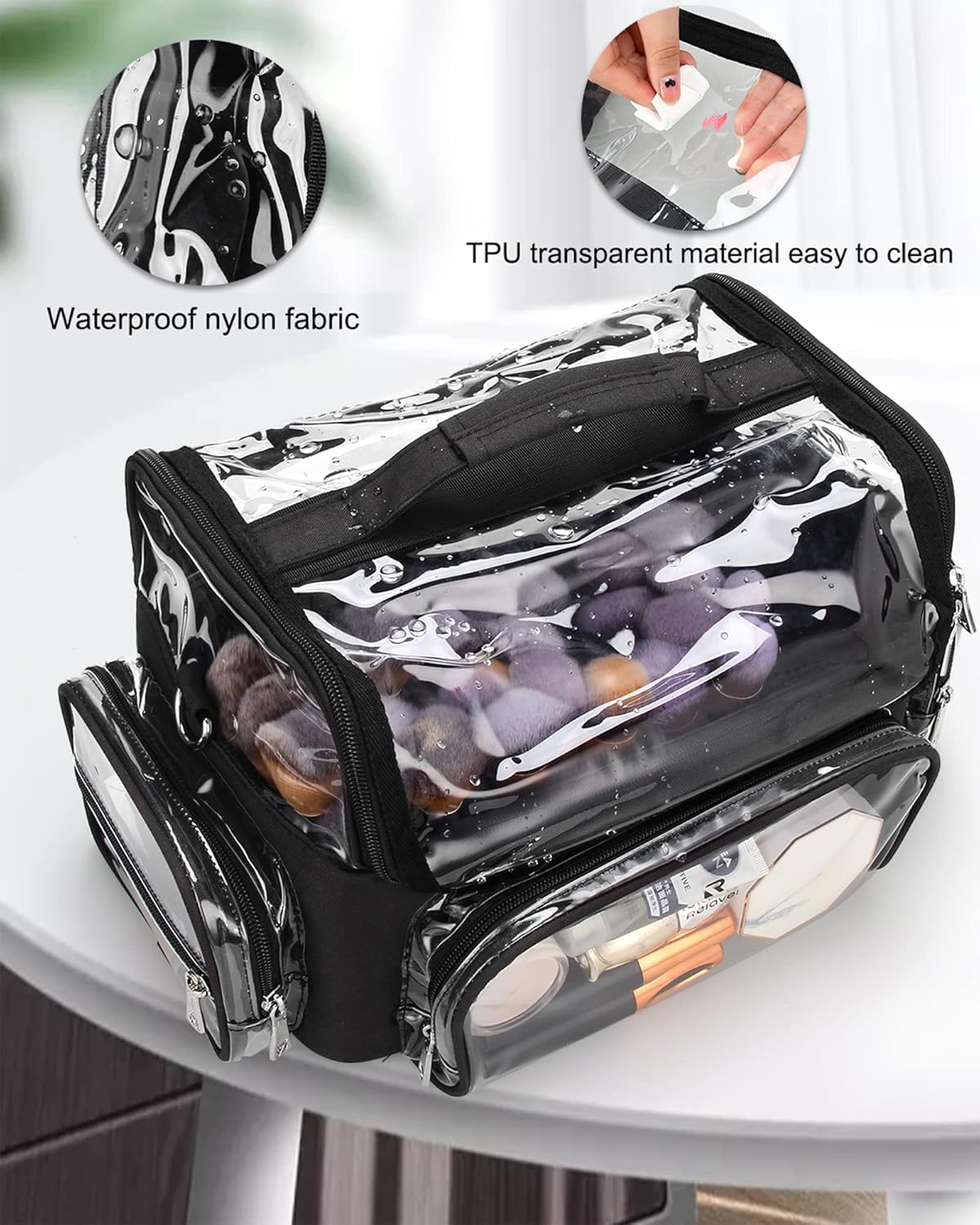 Extra Large Makeup Brush Holder Case with Stand Up Slots and Adjustable Travel Strap - Image 5