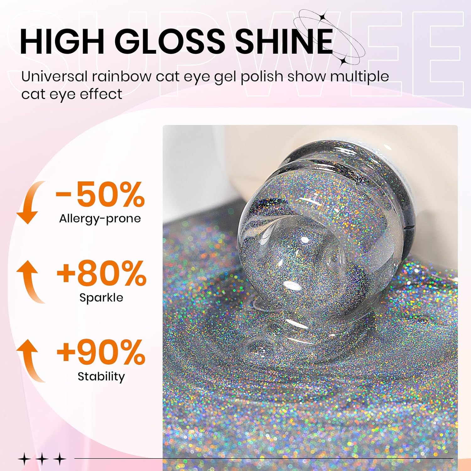 Rainbow Cat Eye Gel Polish 15ml Holographic 9D with Magnetic Stick for DIY Nail Art - Image 4