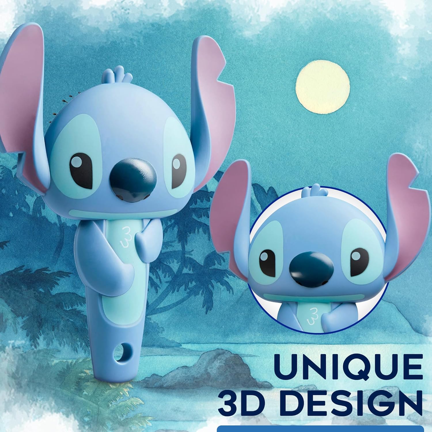Disney Stitch 3D Paddle Hair Brush for Women and Girls Soft Bristles - Image 3