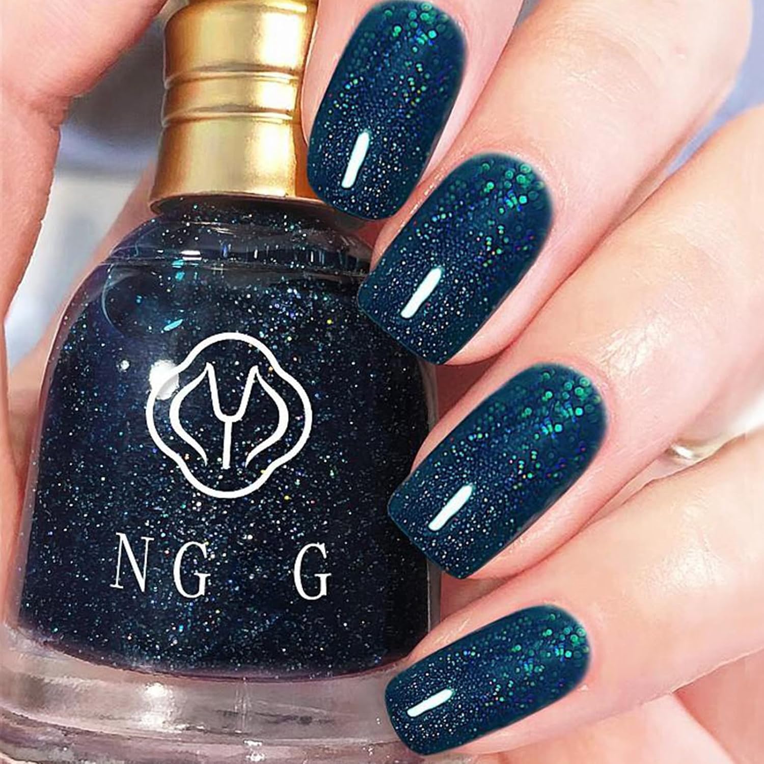 Sparkle Nail Polish - Dark Blue Glitter, Quick Dry, High Density, Navy & Teal Shades, 15ML
