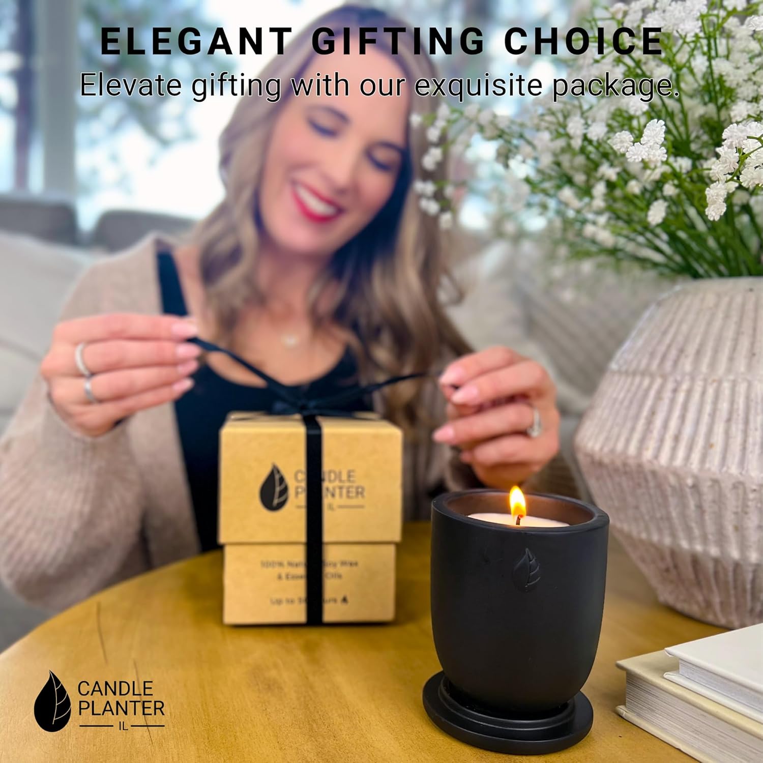 Concrete Cement Candle Planter with Aromatherapy Soy Candles - 8 Oz, 50-Hour Burn - Image 5