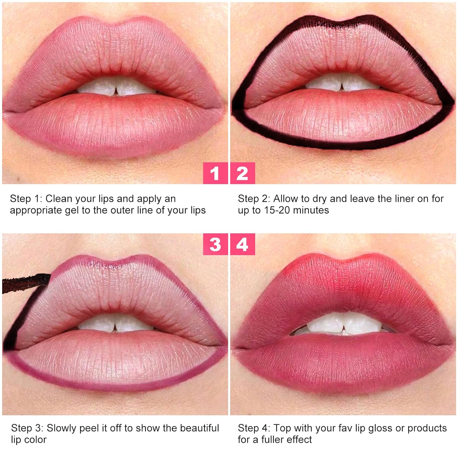 Coral Red Peel-Off Lip Stain Tattoo Liner, Long-Wear Waterproof Matte Finish, 1 Count - Image 2