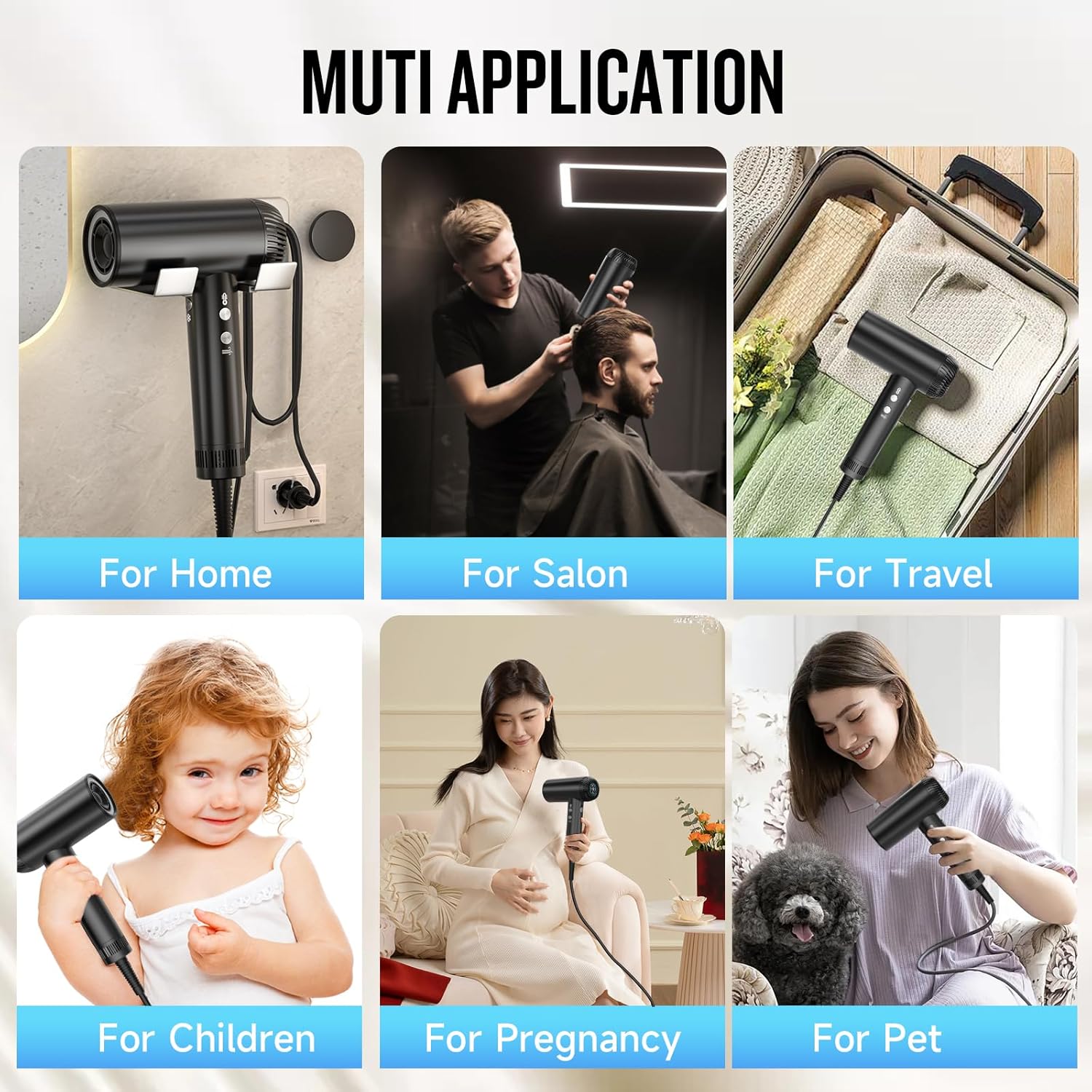 2025 Black High-Speed Hair Dryer 200000 RPM Ionic Motor Low Noise with Diffuser - Image 9