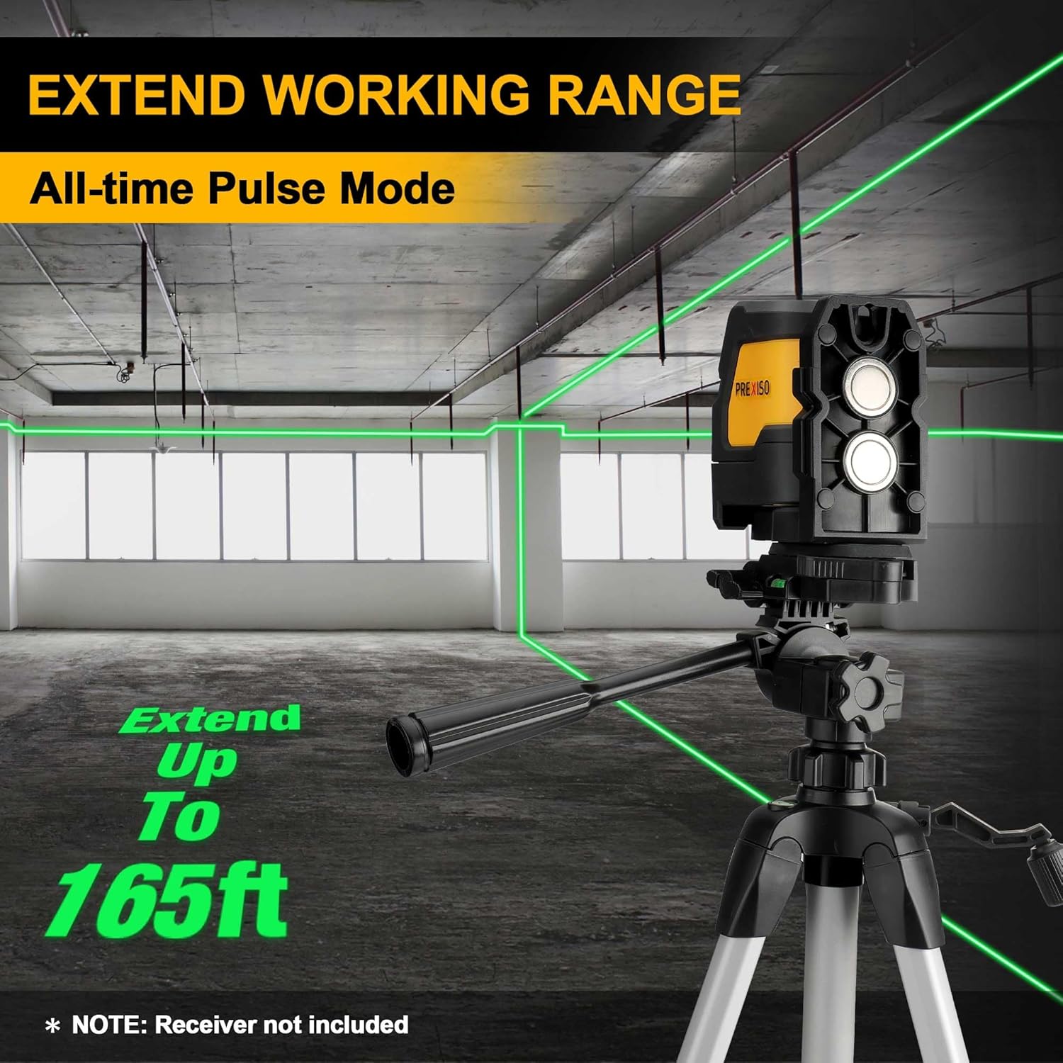 Prexiso IP54 Waterproof Laser Level with Tripod, 150 Degree Wide Angle, 100 Ft Range - Image 6