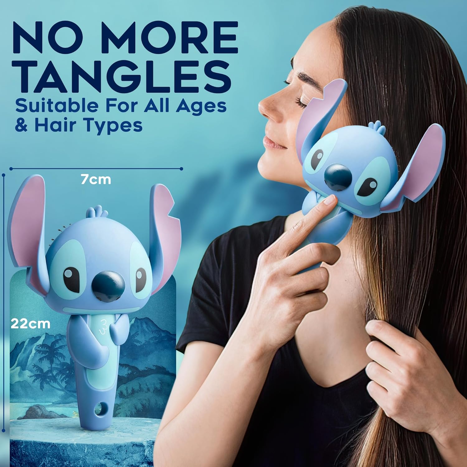 Disney Stitch 3D Paddle Hair Brush for Women and Girls Soft Bristles - Image 5