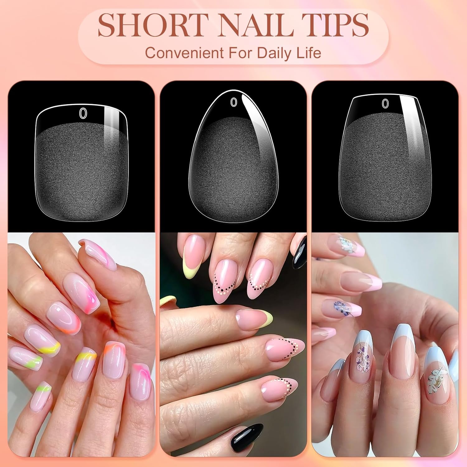 Krofaue 720 Piece Matte Finish Short Half Coffin Almond Square False Nails Set - Image 7