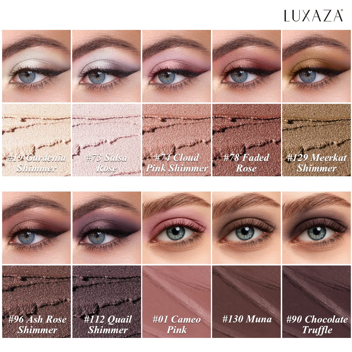 10PCS Waterproof Shimmer Matte Brown Eyeshadow Stick Set for Women - Image 2