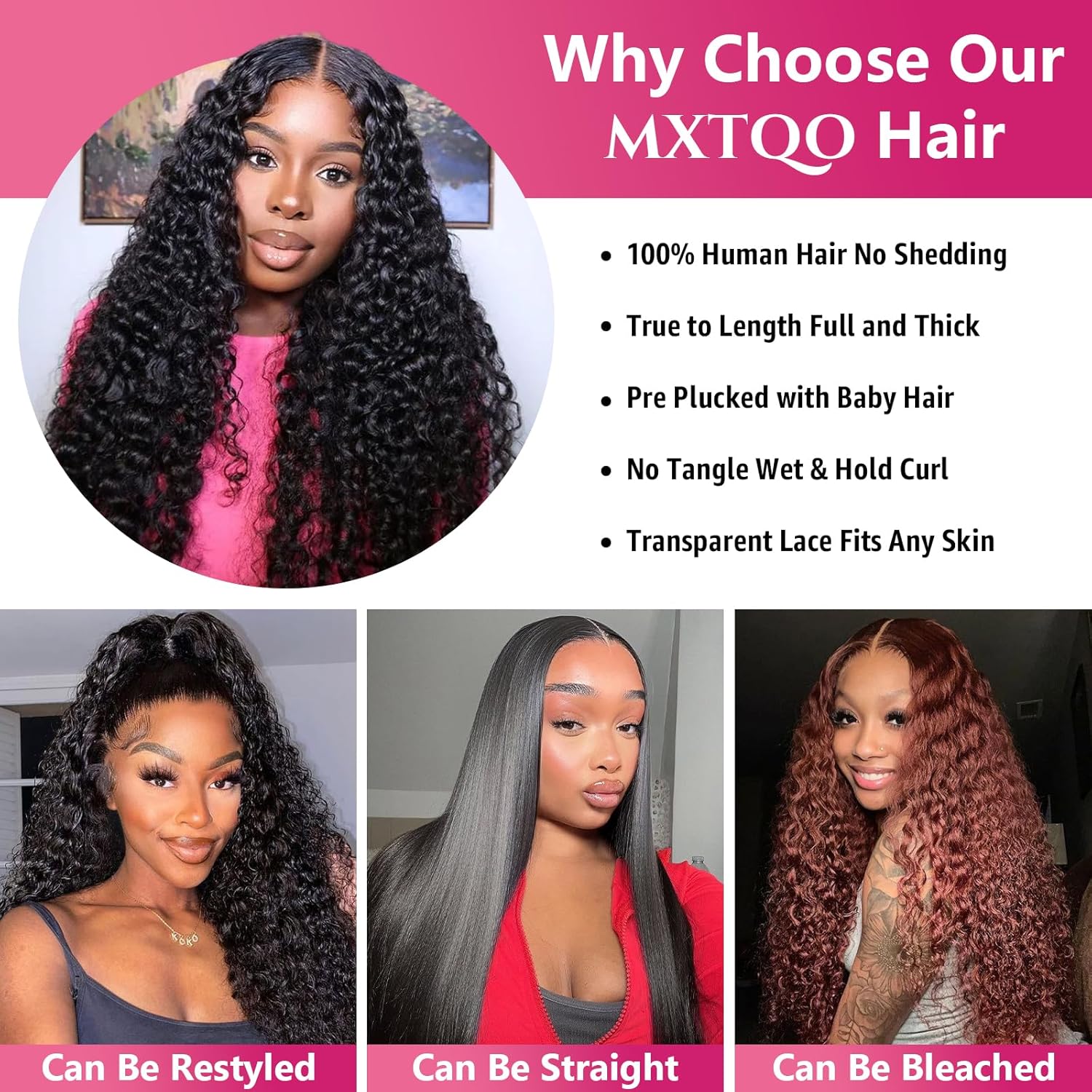 30 Inch Deep Wave Lace Front Wig Women 200 Density 13x6 HD Curly Glueless - Image 5