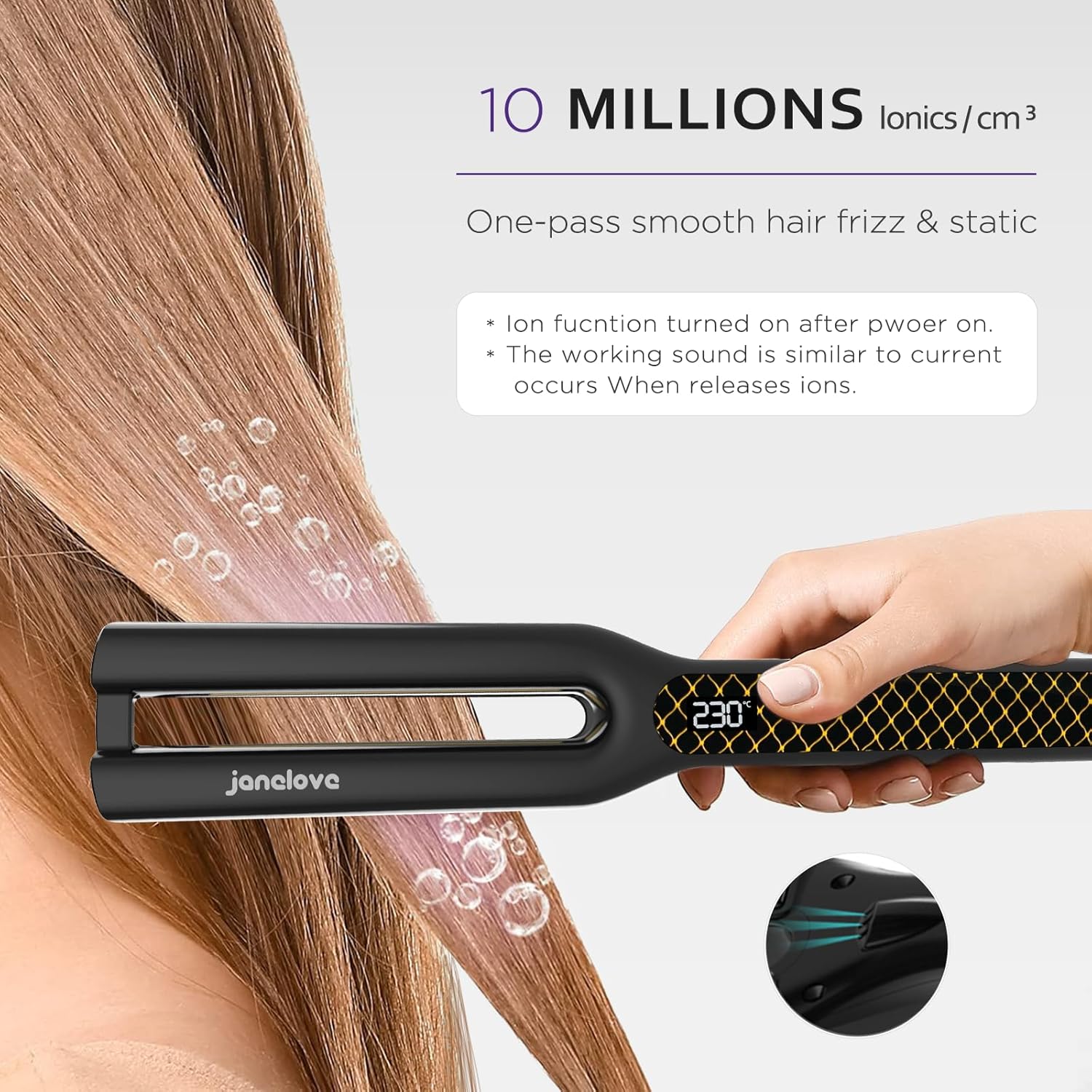 Janelove 4X 0.5 inch Titanium Hair Straightener Flat Iron with Heat Resistant Mat LCD Display - Image 3