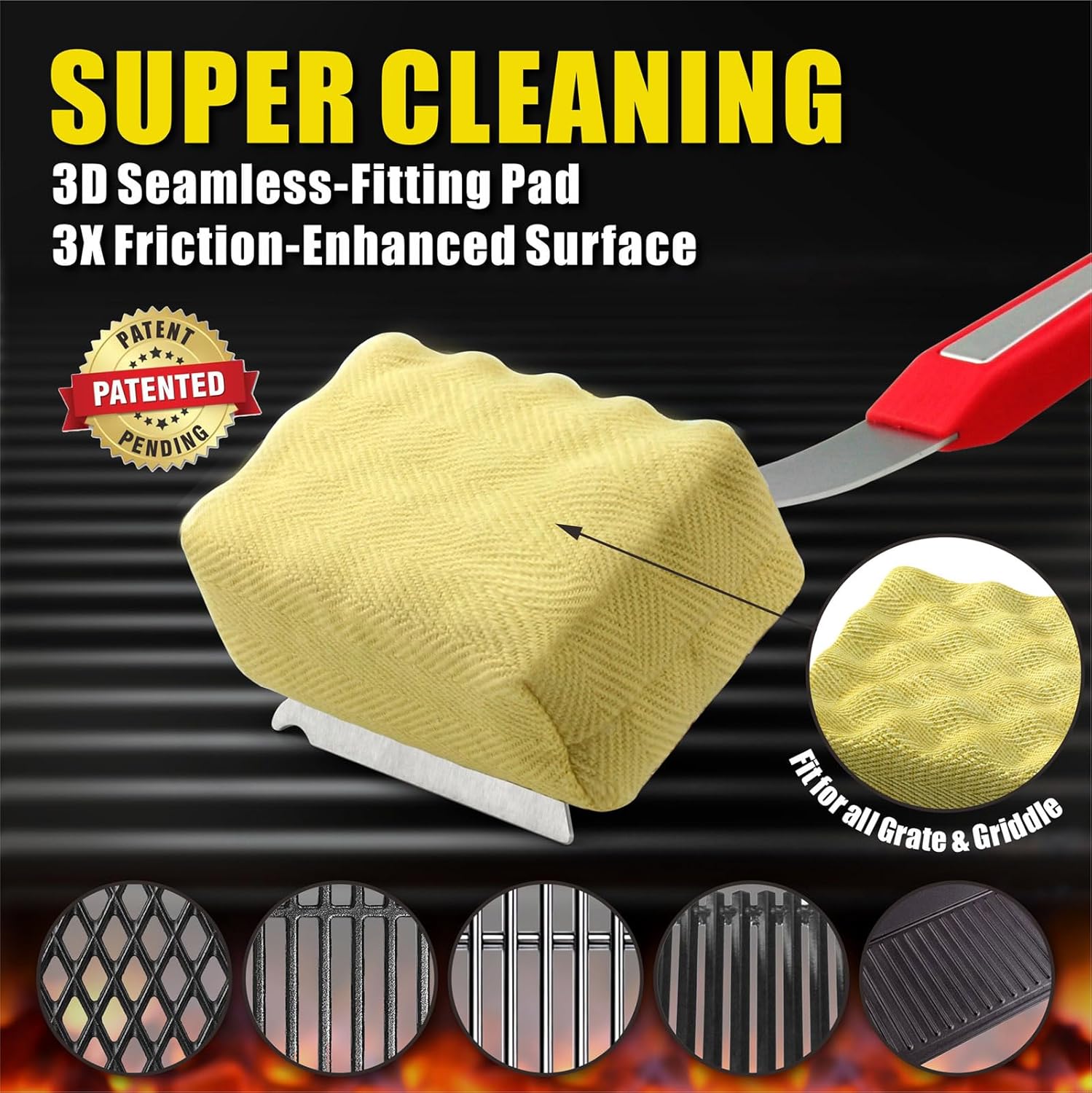 GRILLART Bristle-Free Grill Brush with Replaceable Head for Cast Iron and Stainless Steel Grates - Image 3