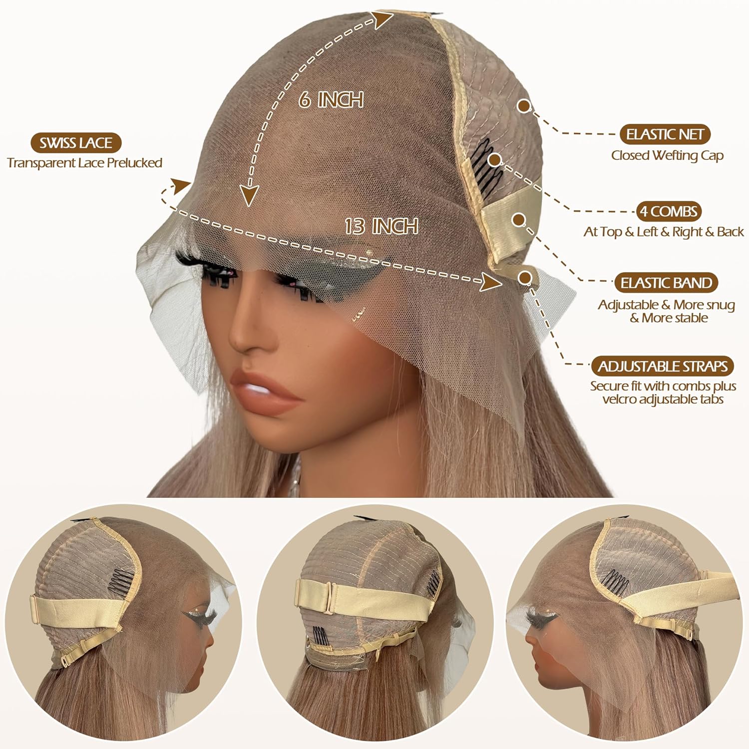 18 Inch Ash Blonde Human Hair Straight Lace Front Wig 180% Density for Black Women - Image 7