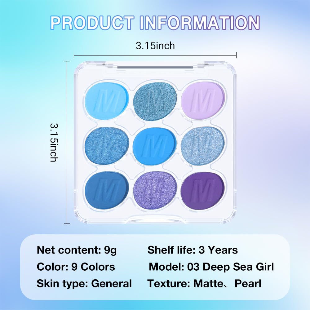 9-Color Blue Violet Eyeshadow Palette with Blendable Matte Shimmer Shades - Image 6