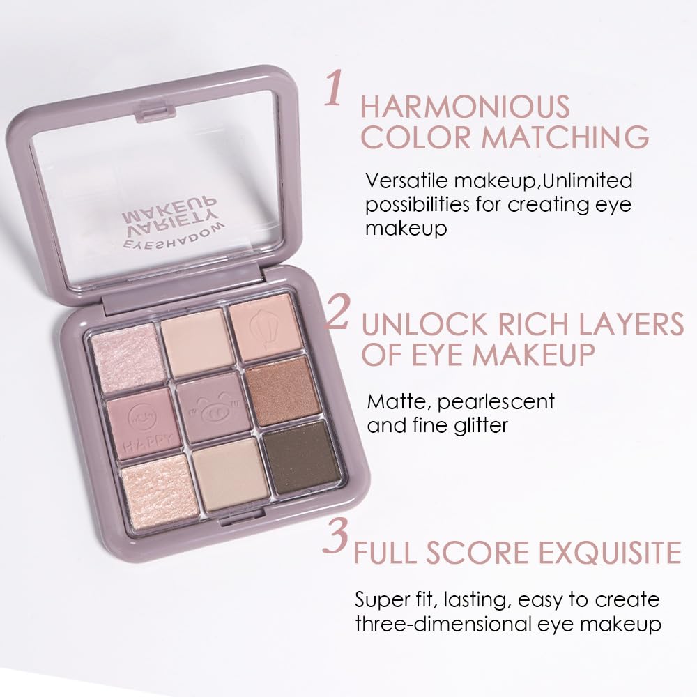 9 Color Matte Shimmer Waterproof Eyeshadow Palette for Women Velvety Long Lasting Finish - Image 4