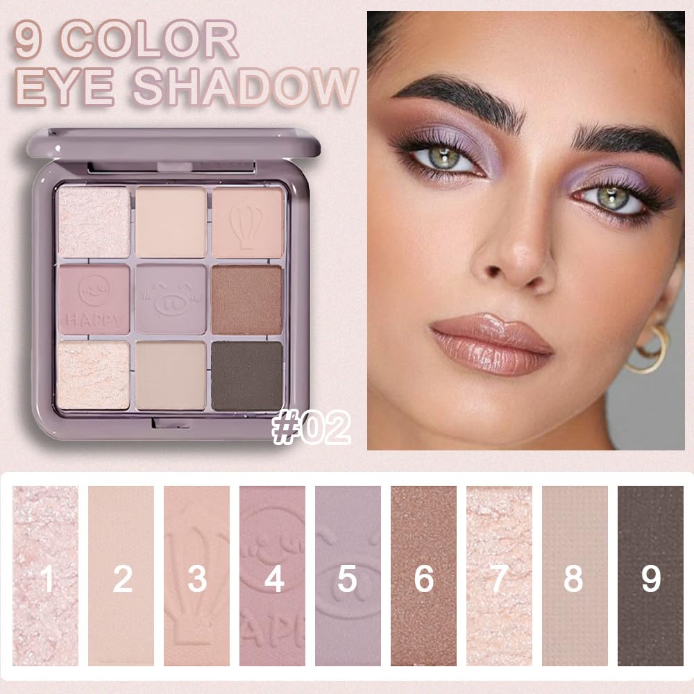 9 Color Matte Shimmer Waterproof Eyeshadow Palette for Women Velvety Long Lasting Finish - Image 2